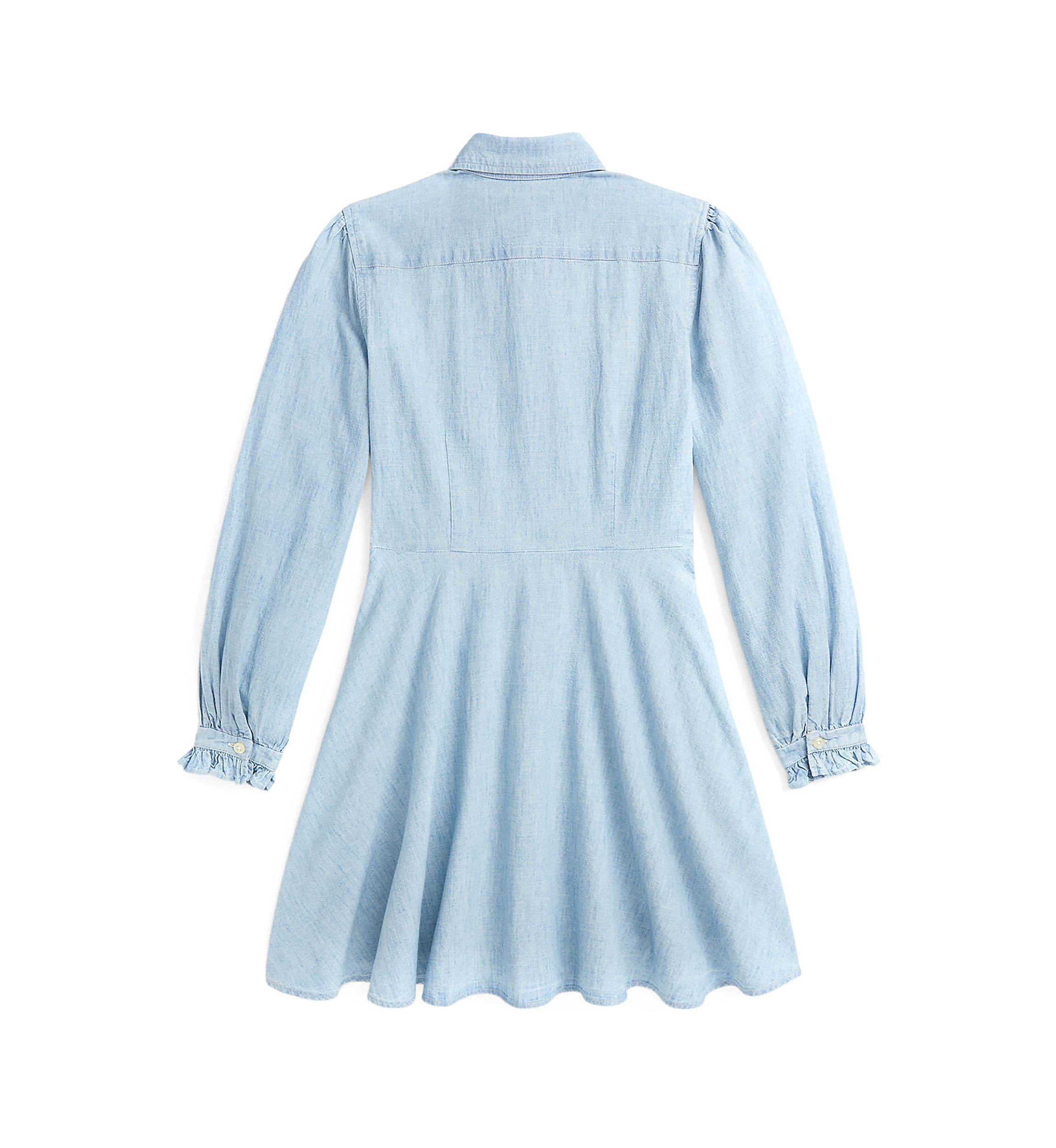 Girls 7-16 Ruffled Cotton Chambray Dress