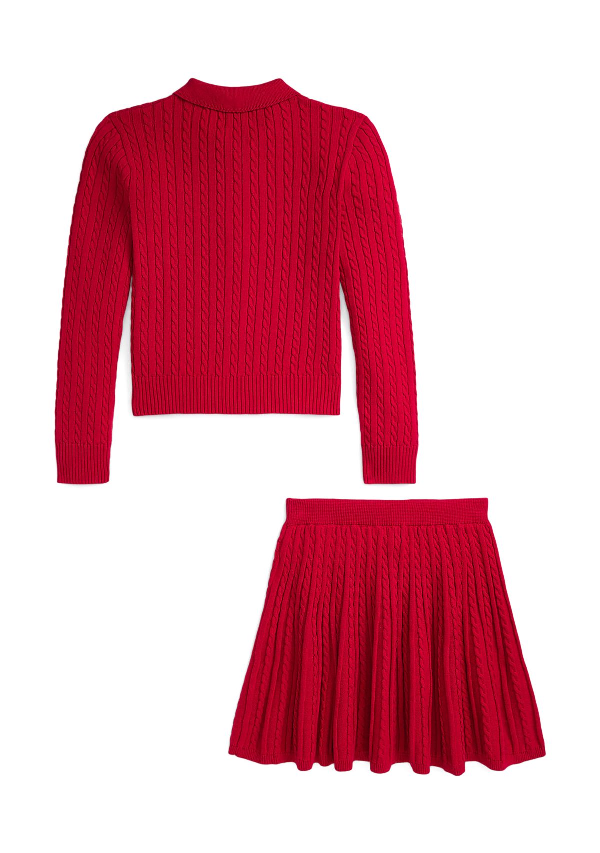 Girls 7-16 Cotton Polo Cardigan & Skirt Set
