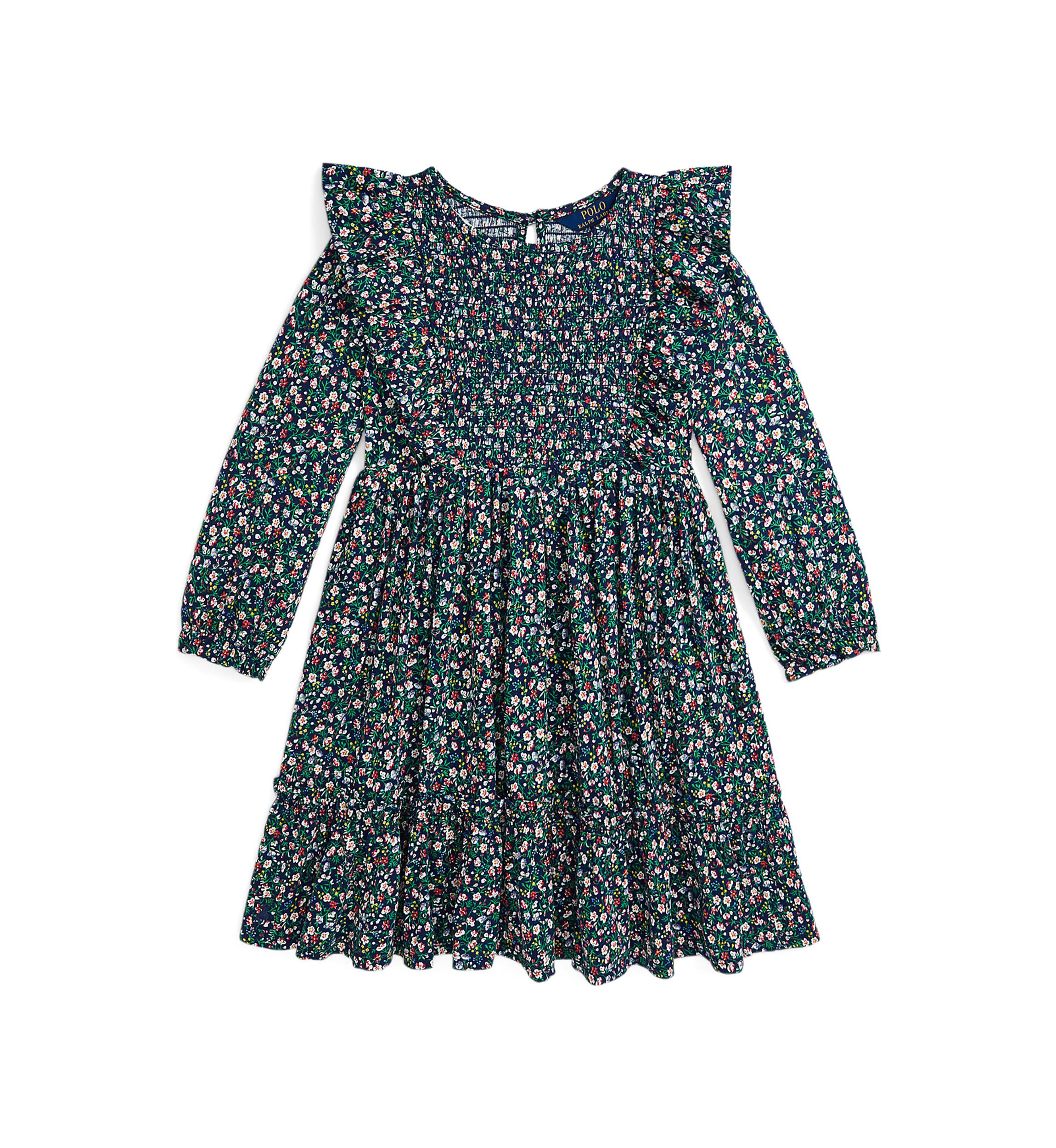 Girls 7-16 Floral Smocked Cotton Jersey Dress