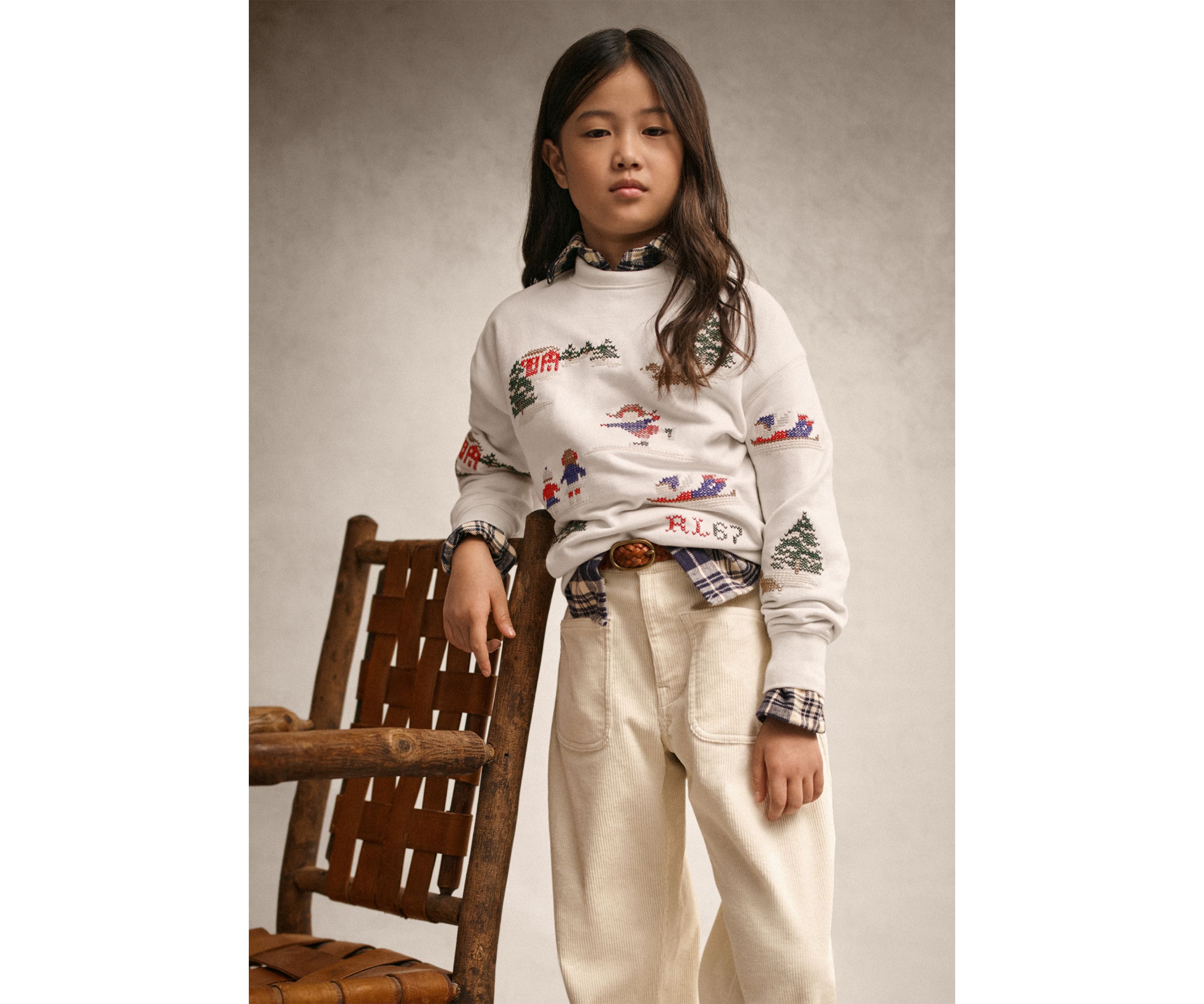 Girls 7-16 Embroidered Fleece Sweatshirt