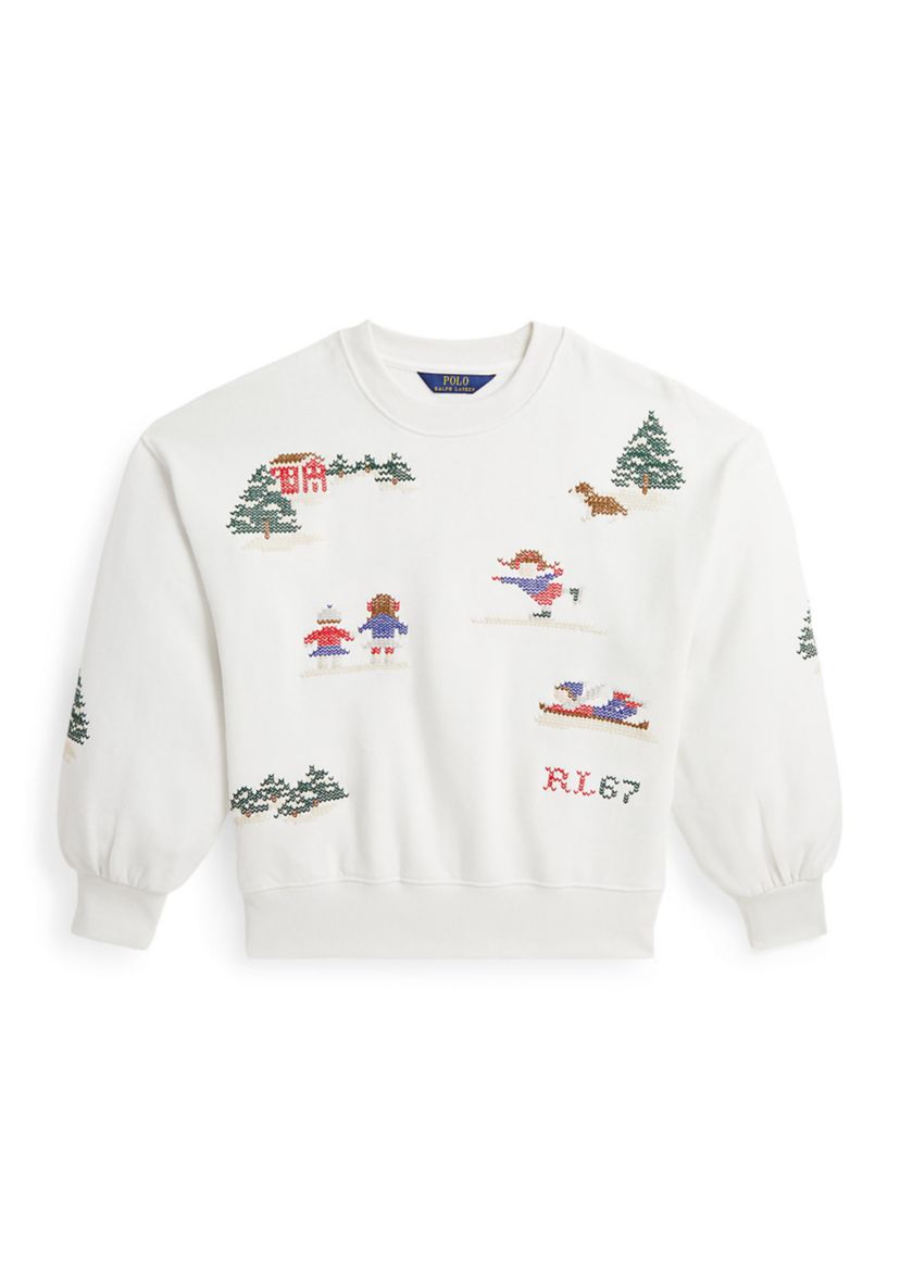 Girls 7-16 Embroidered Fleece Sweatshirt