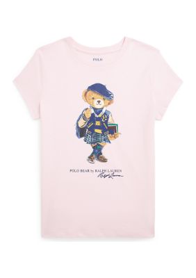 Ralph Lauren Childrenswear Girls 7-16 Polo Bear Cotton Jersey T-Shirt, Pink, XL