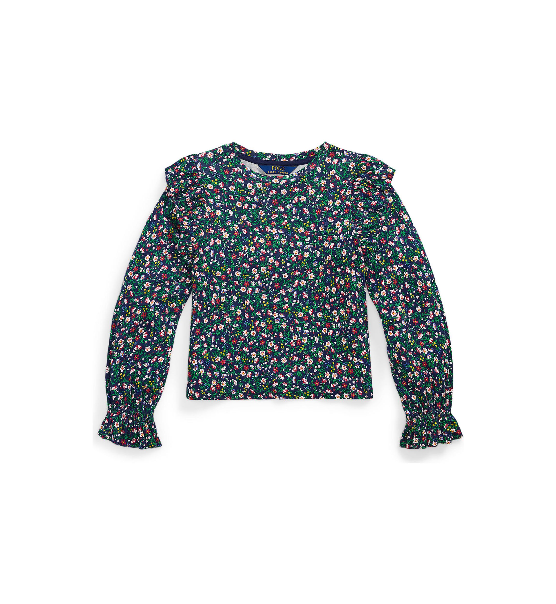 Girls 7-16 Floral Ruffled Cotton-Modal Top