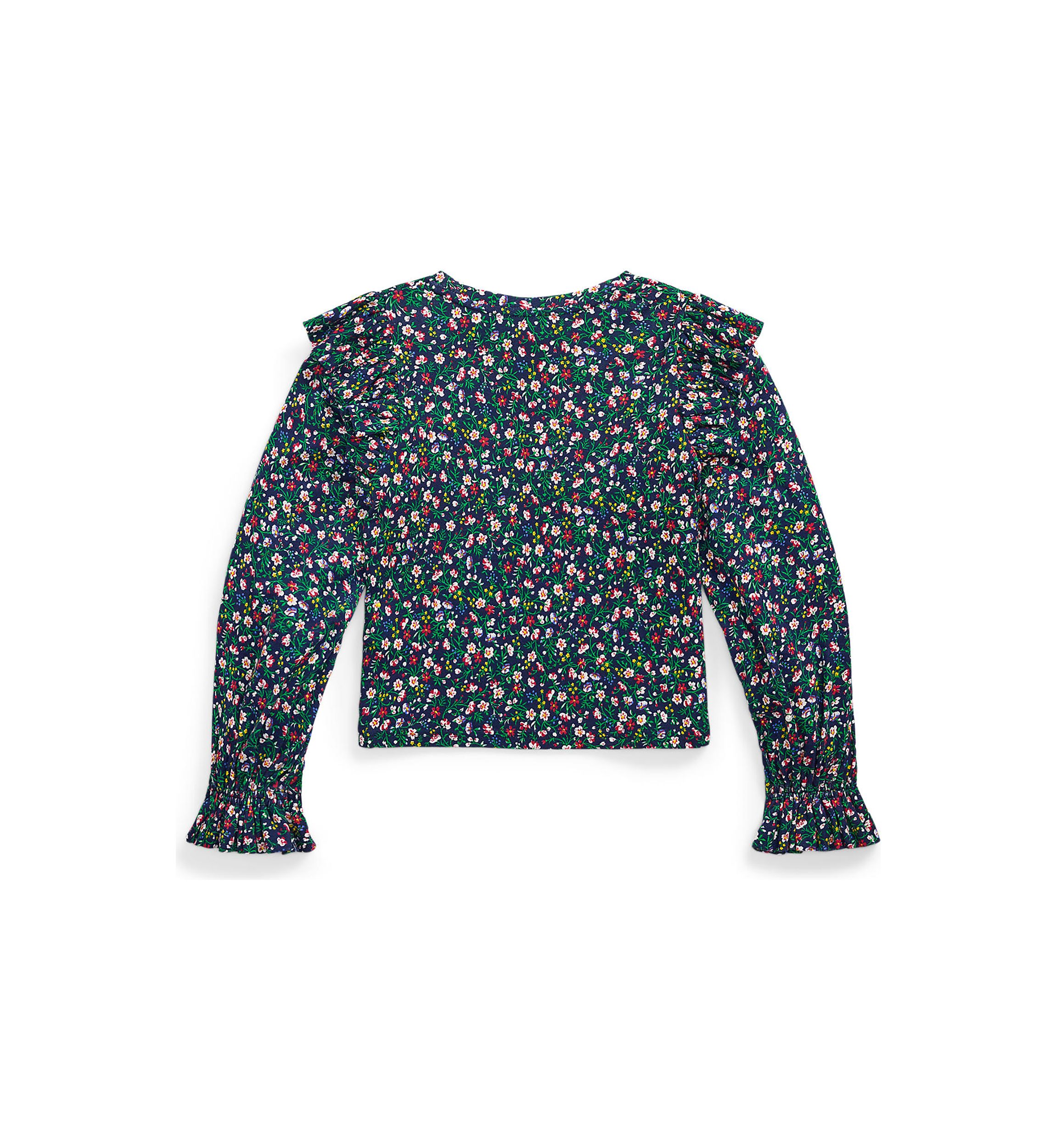 Girls 7-16 Floral Ruffled Cotton-Modal Top