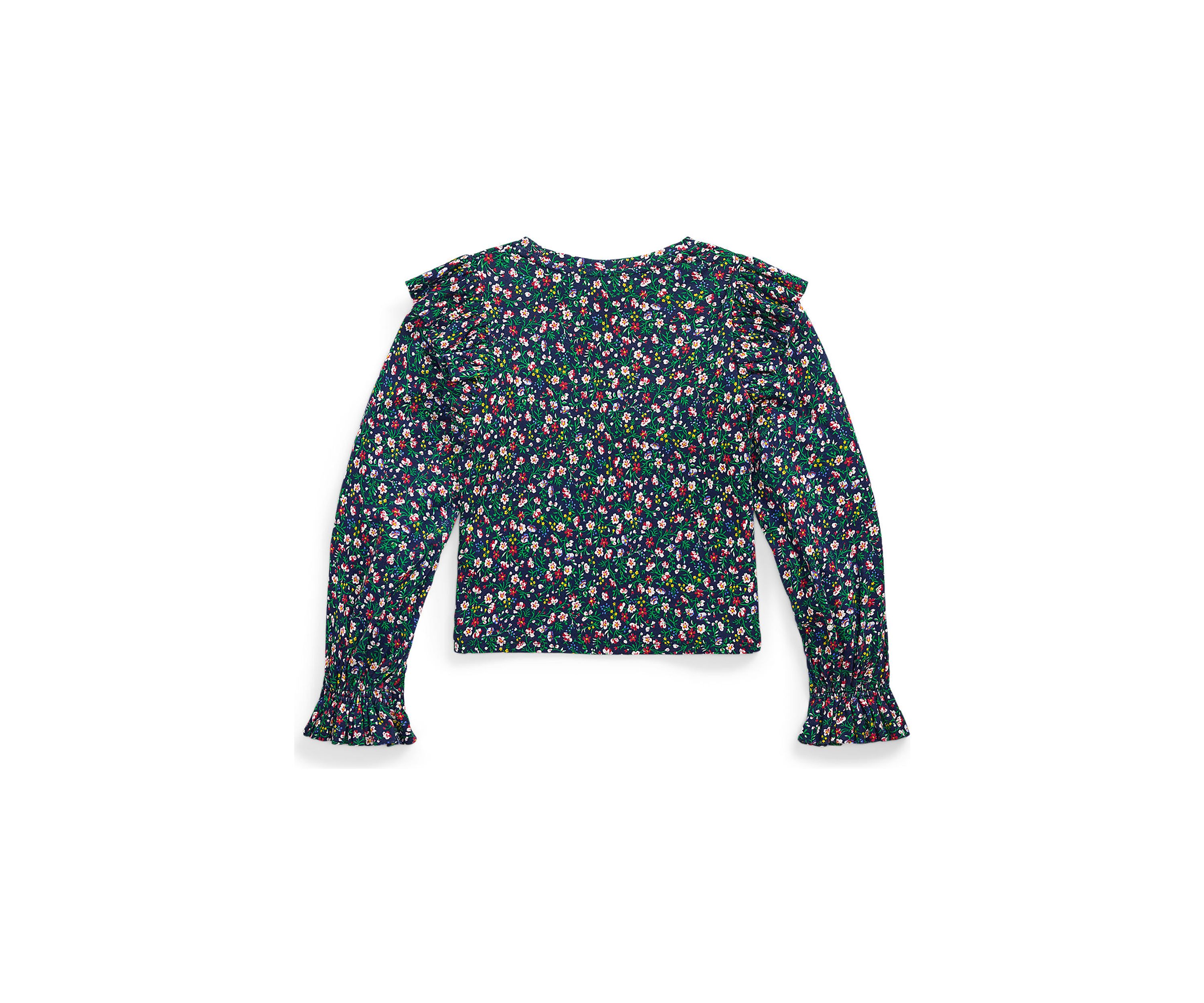 Girls 7-16 Floral Ruffled Cotton-Modal Top