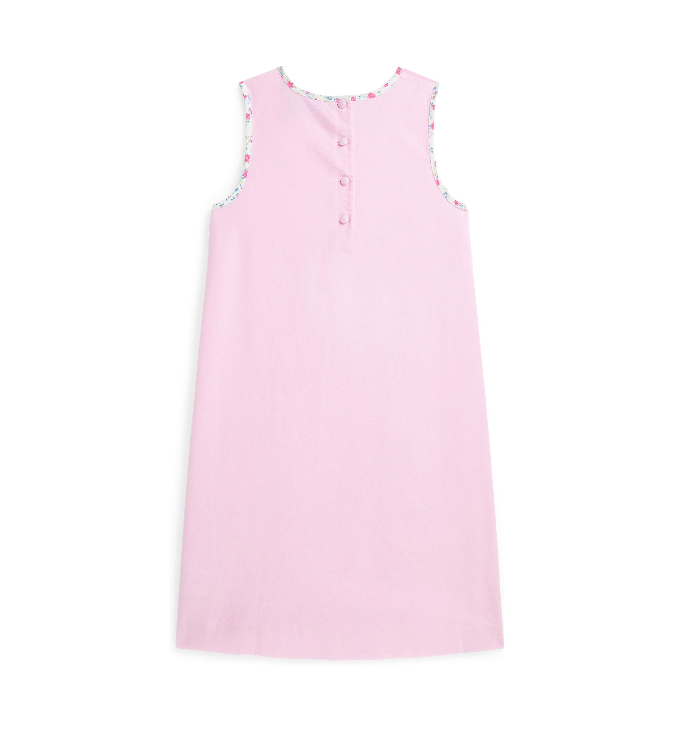 Girls 7-16 Floral Trim Cotton Oxford Dress