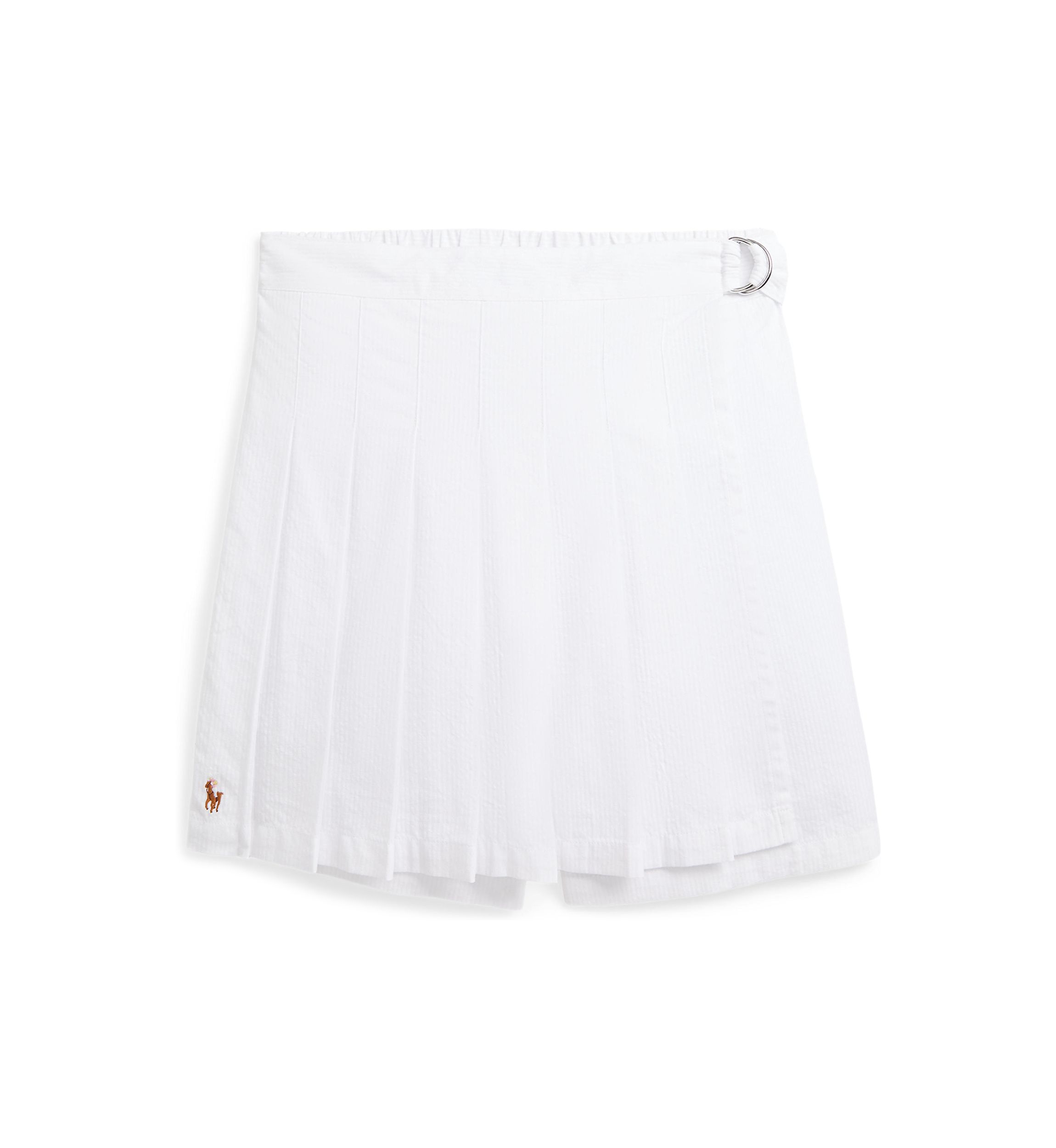 Girls 7-16 Pleated Cotton Seersucker Wrap Skort