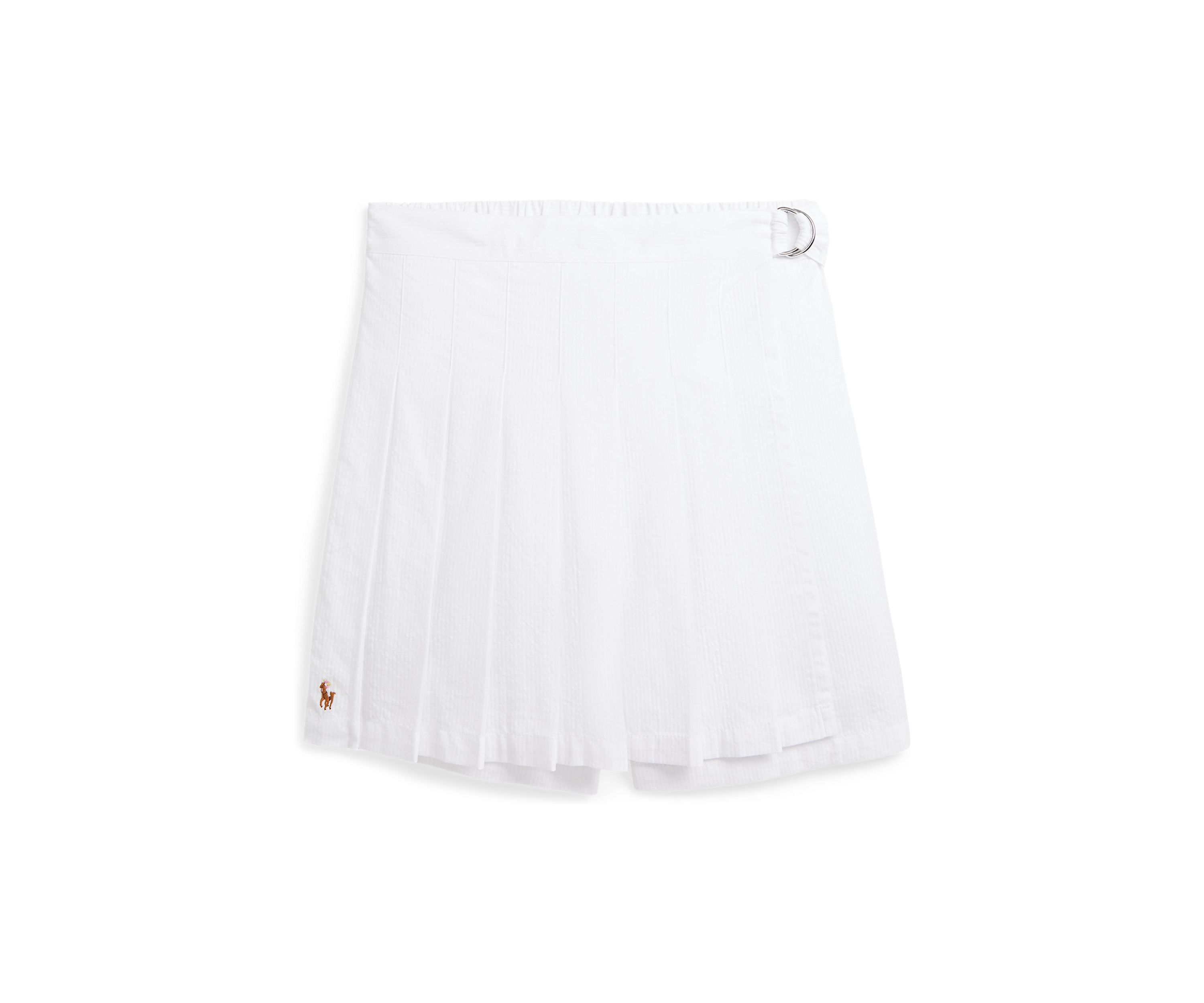 Girls 7-16 Pleated Cotton Seersucker Wrap Skort