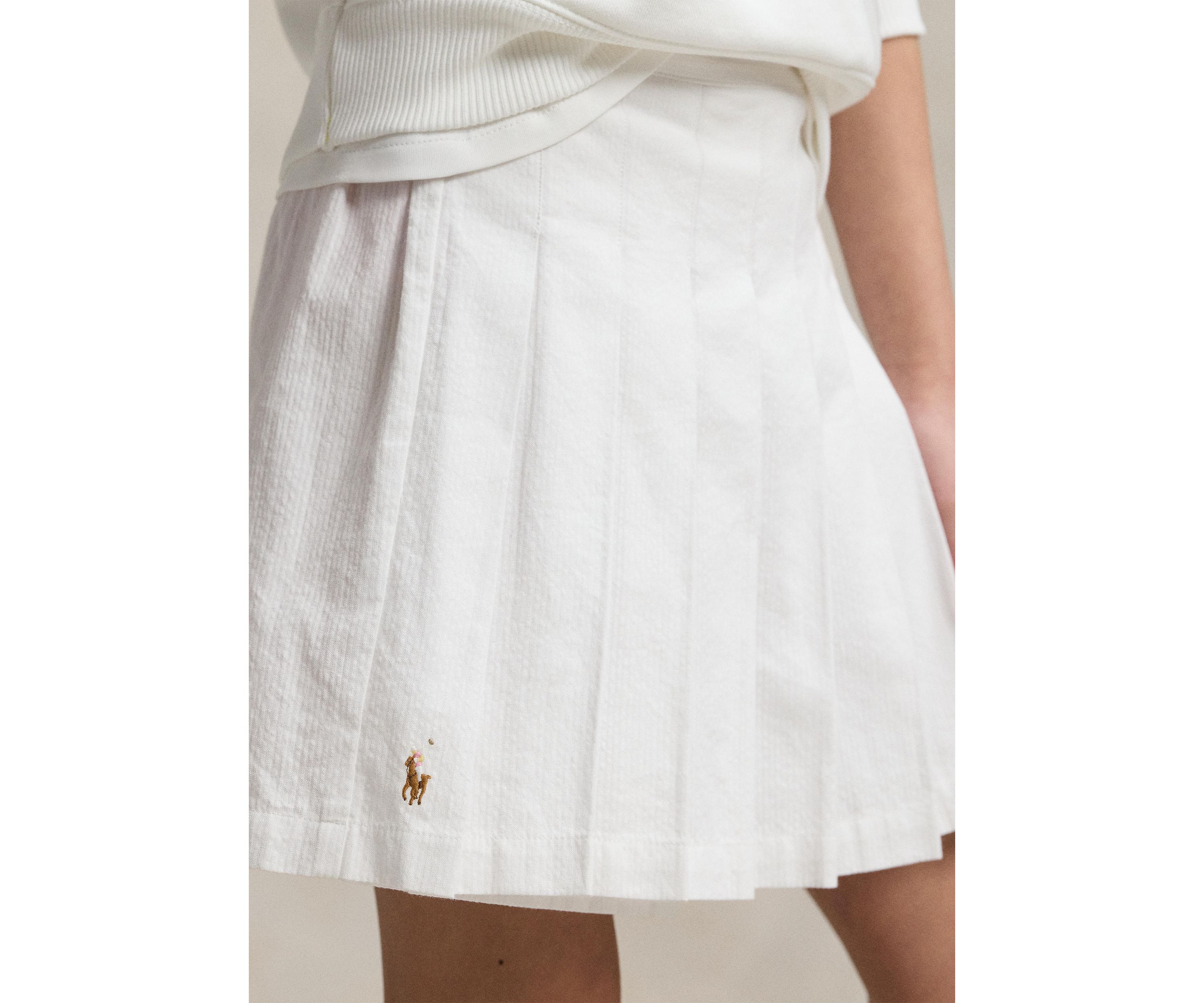 Girls 7-16 Pleated Cotton Seersucker Wrap Skort