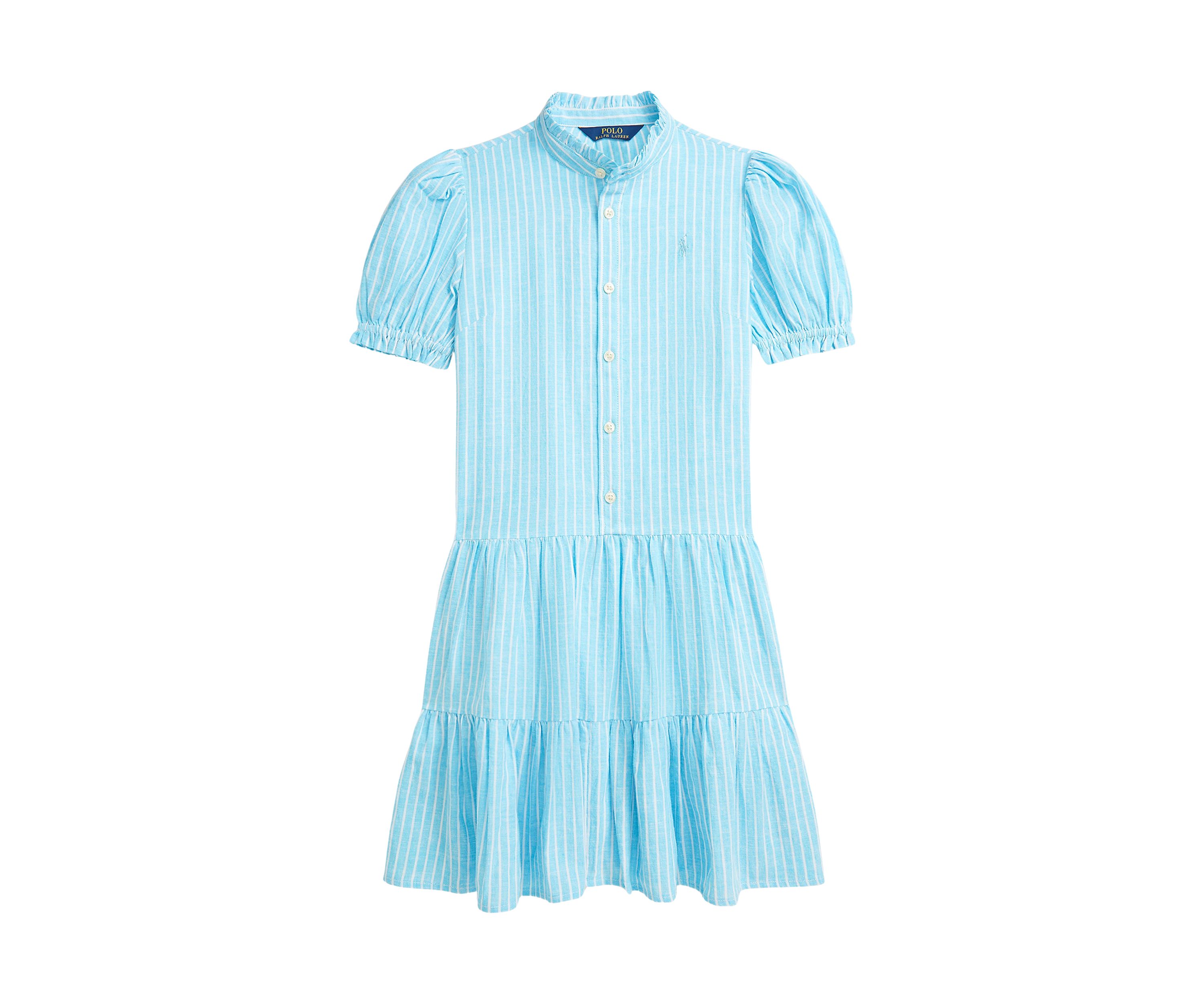 Girls 7-16 Striped Tiered Linen Cotton Dress
