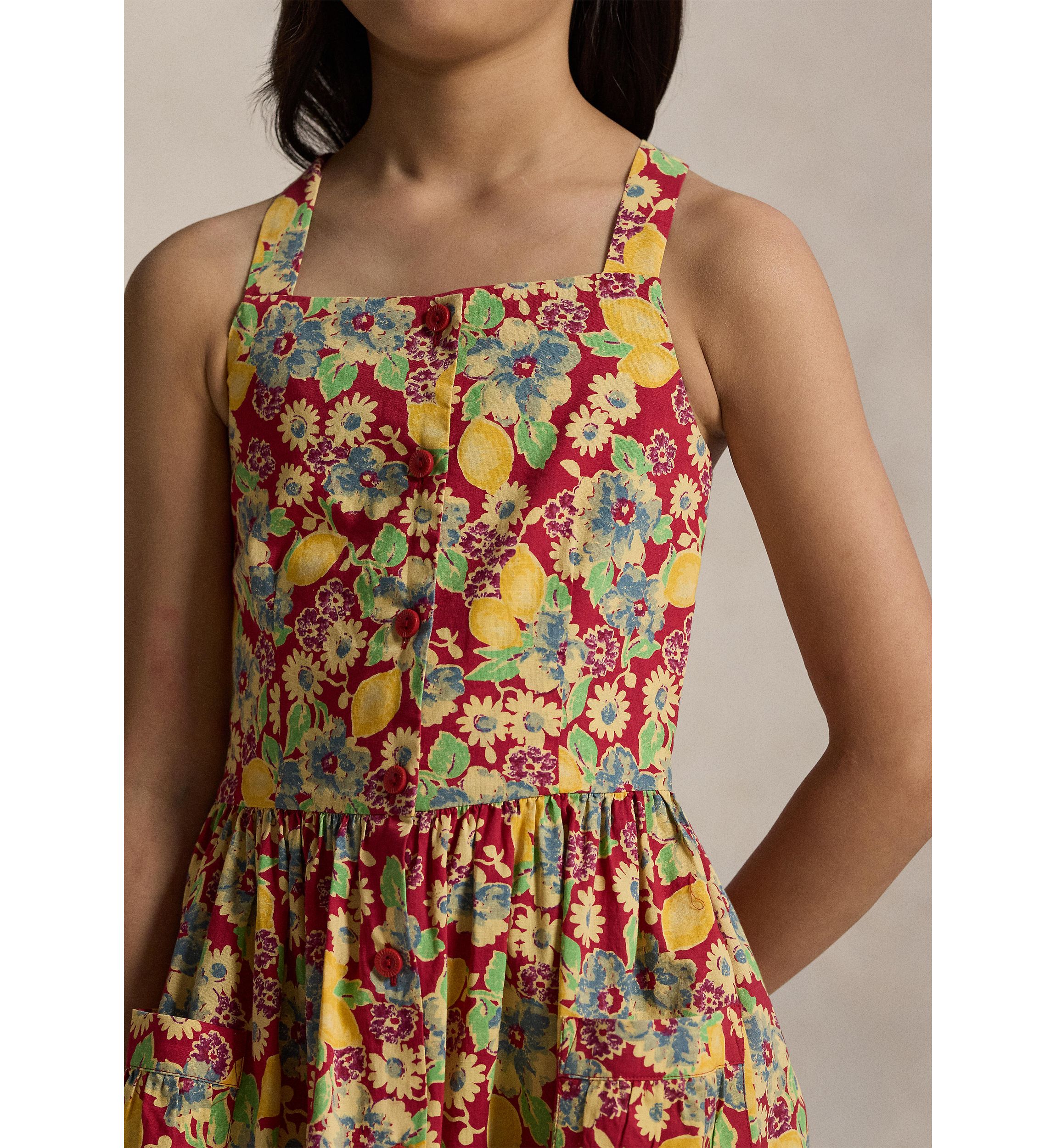 Girls 7-16 Lemon Floral Slub Cotton Dress