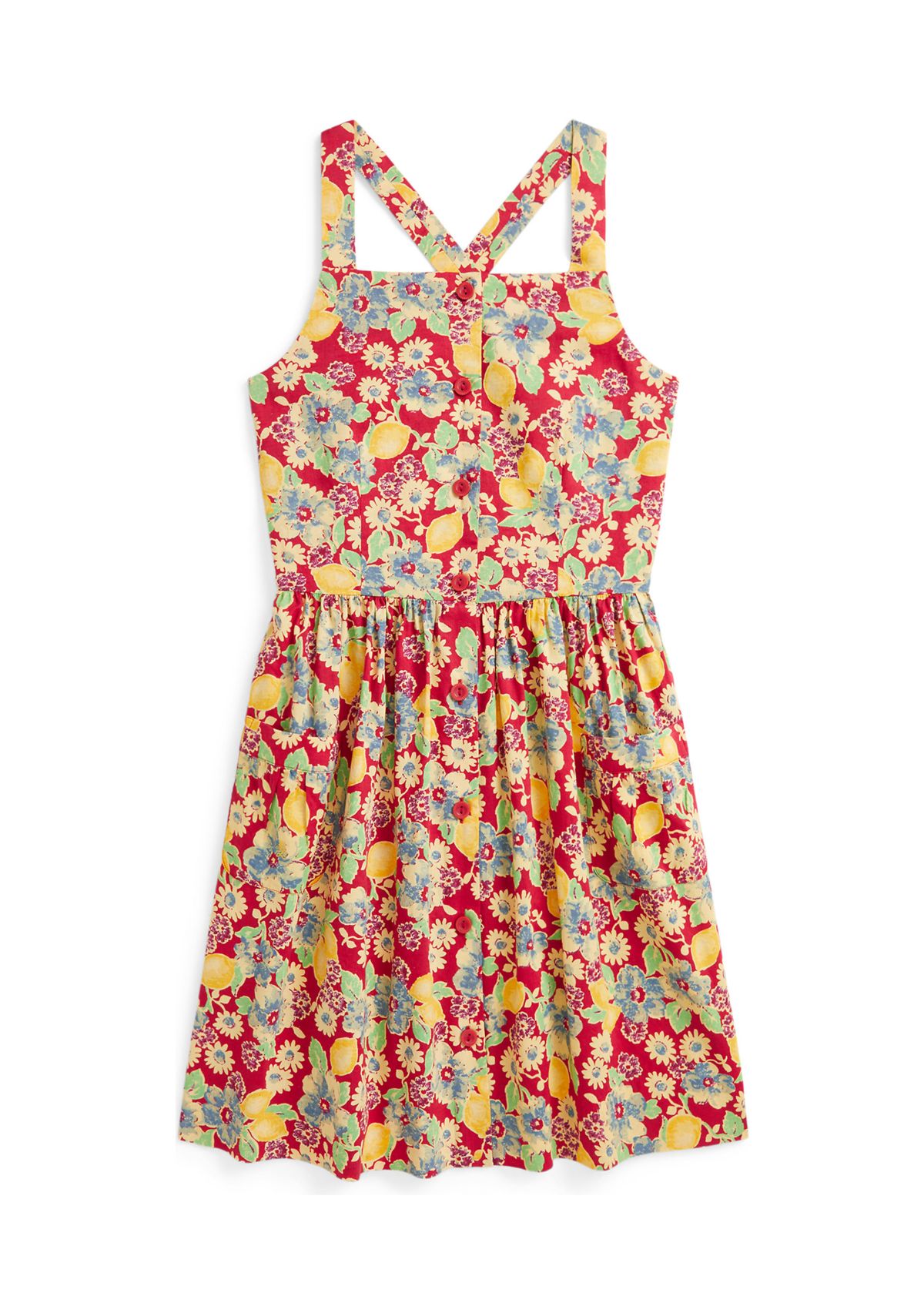 Girls 7-16 Lemon Floral Slub Cotton Dress