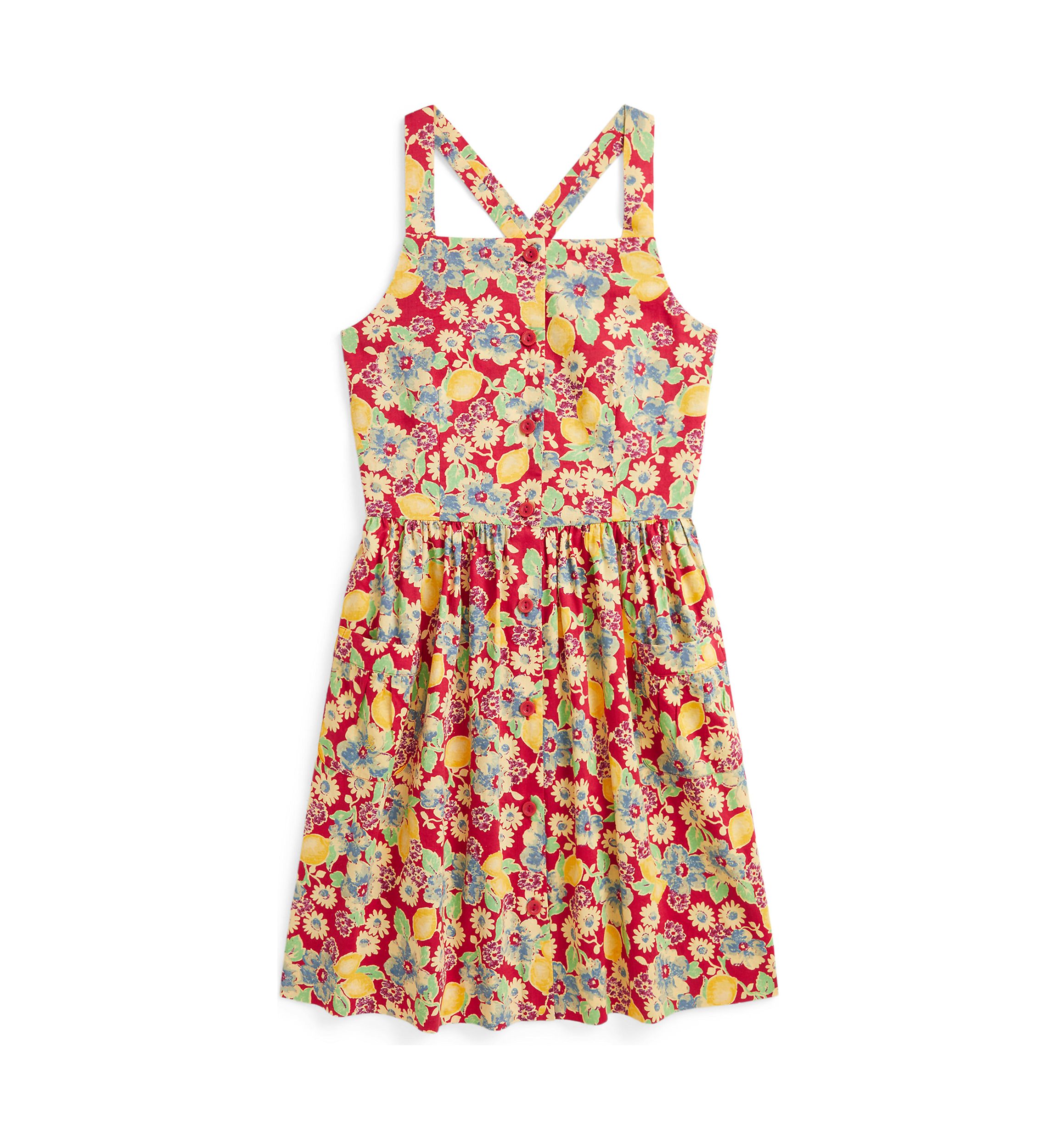 Girls 7-16 Lemon Floral Slub Cotton Dress