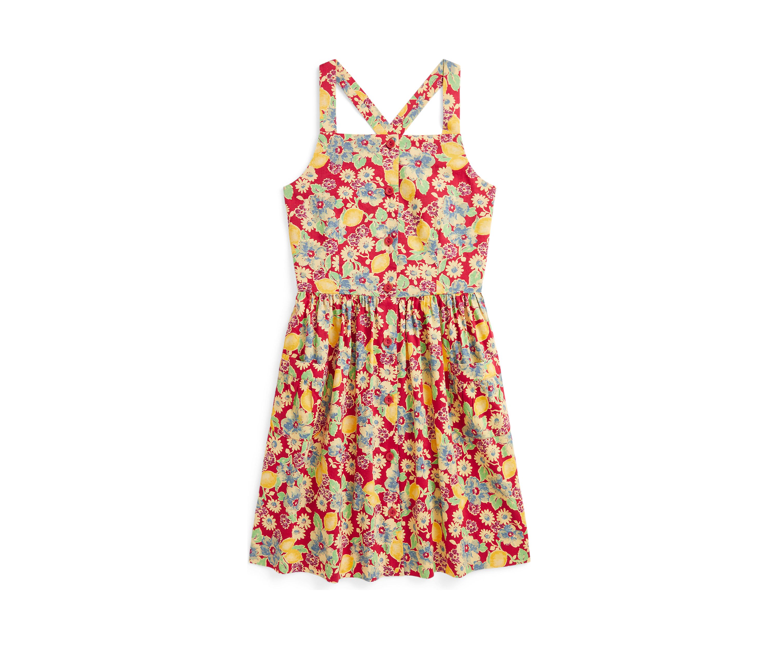 Girls 7-16 Lemon Floral Slub Cotton Dress