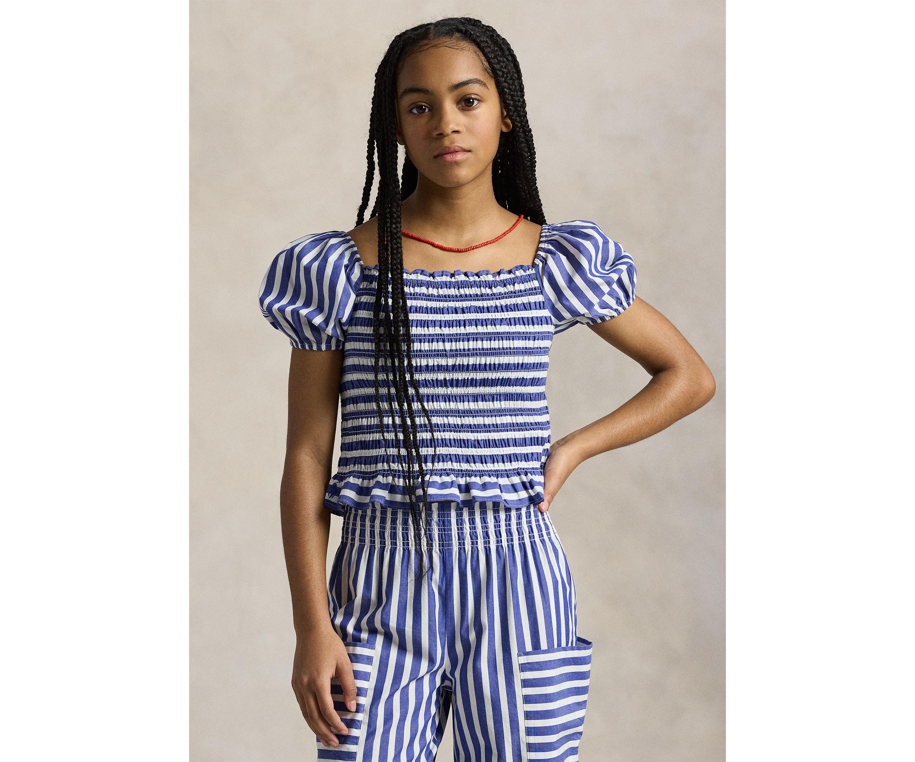 Girls 7-16 Poplin Smocked Top and Pants Set