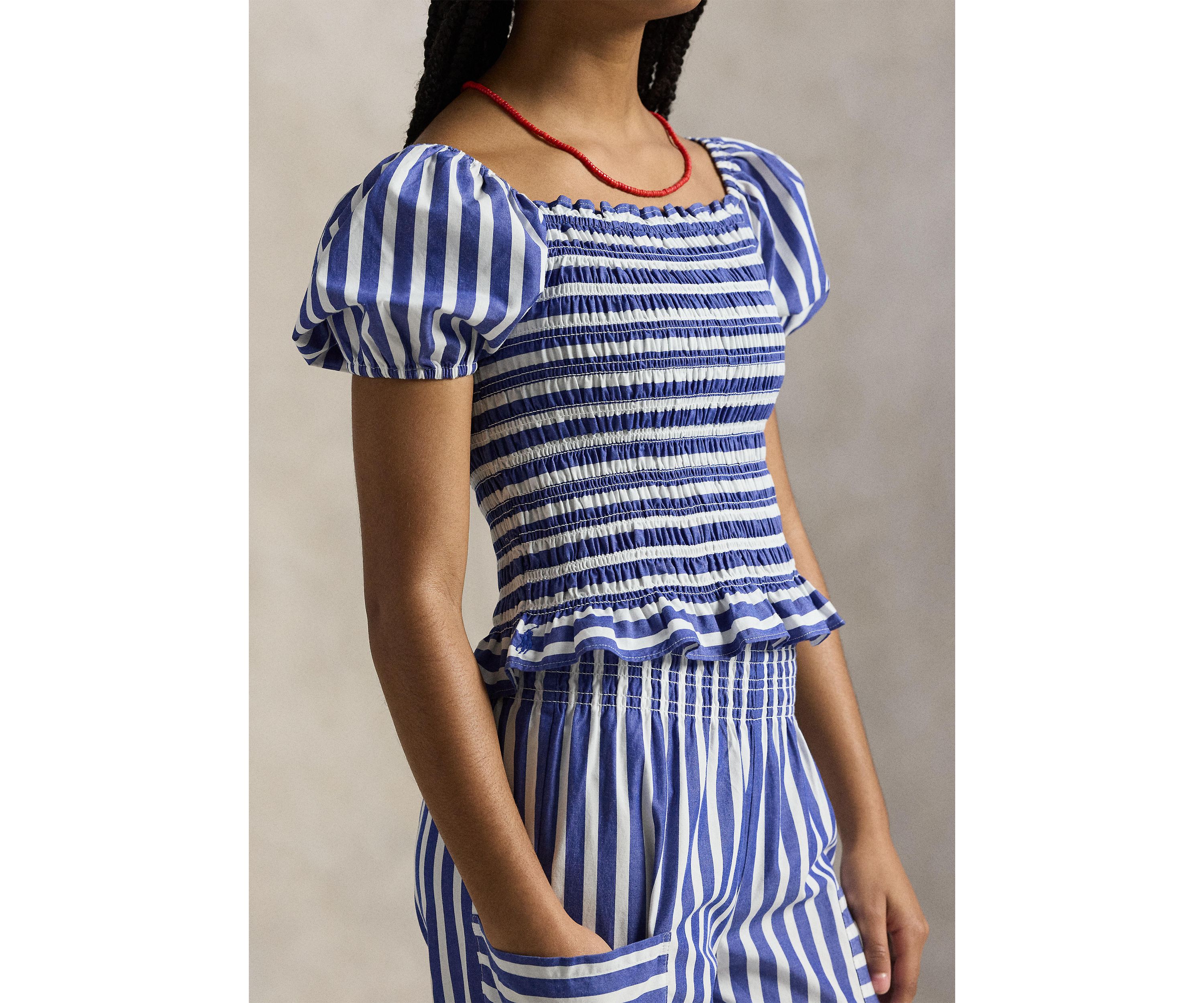 Girls 7-16 Poplin Smocked Top and Pants Set
