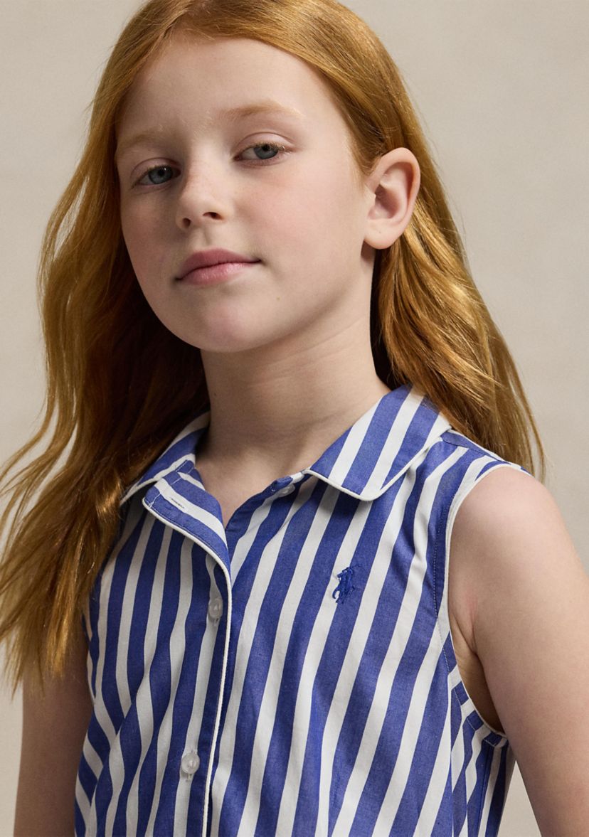 Girls 7-16 Striped Cotton Poplin Shirtdress