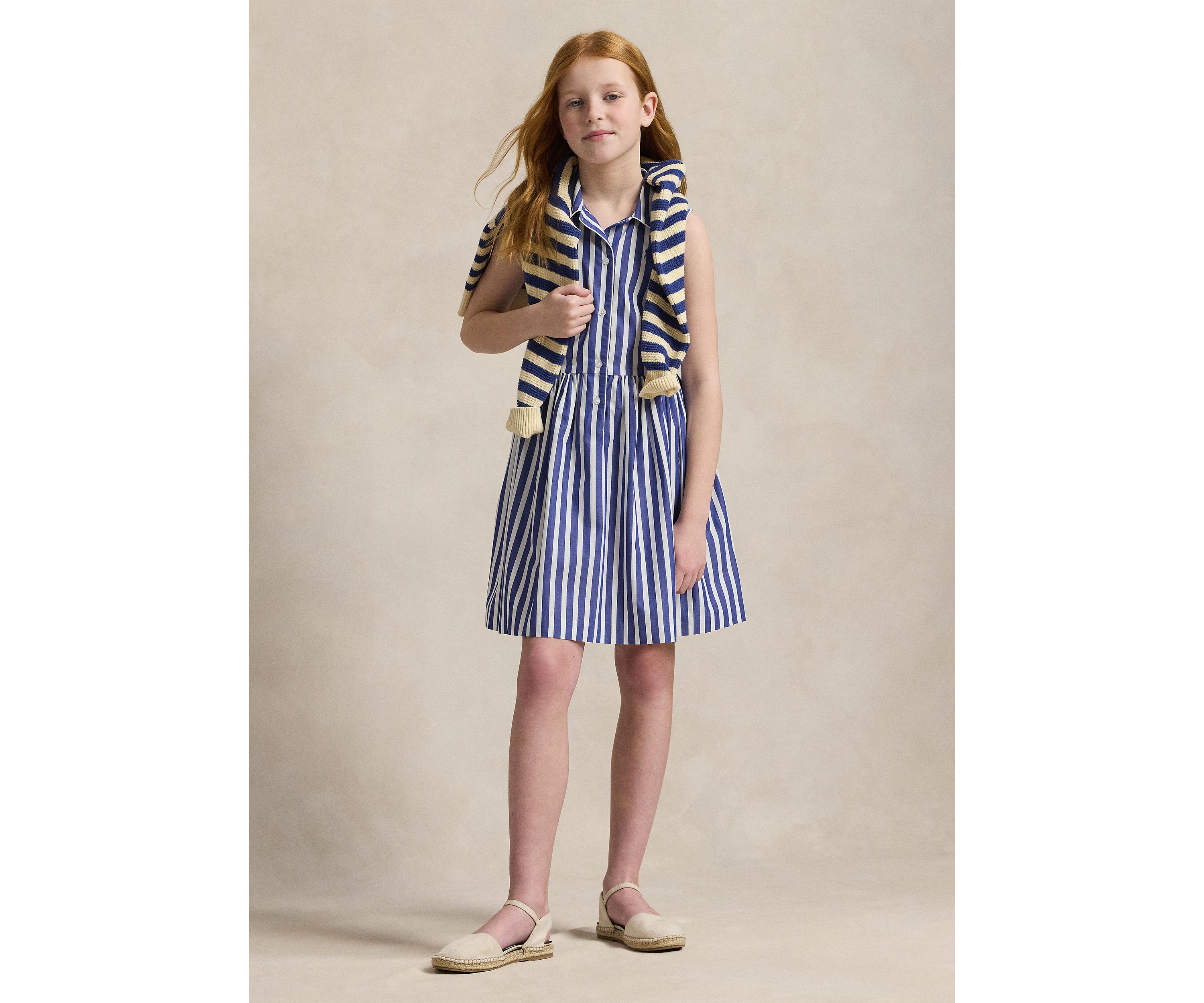 Girls 7-16 Striped Cotton Poplin Shirtdress