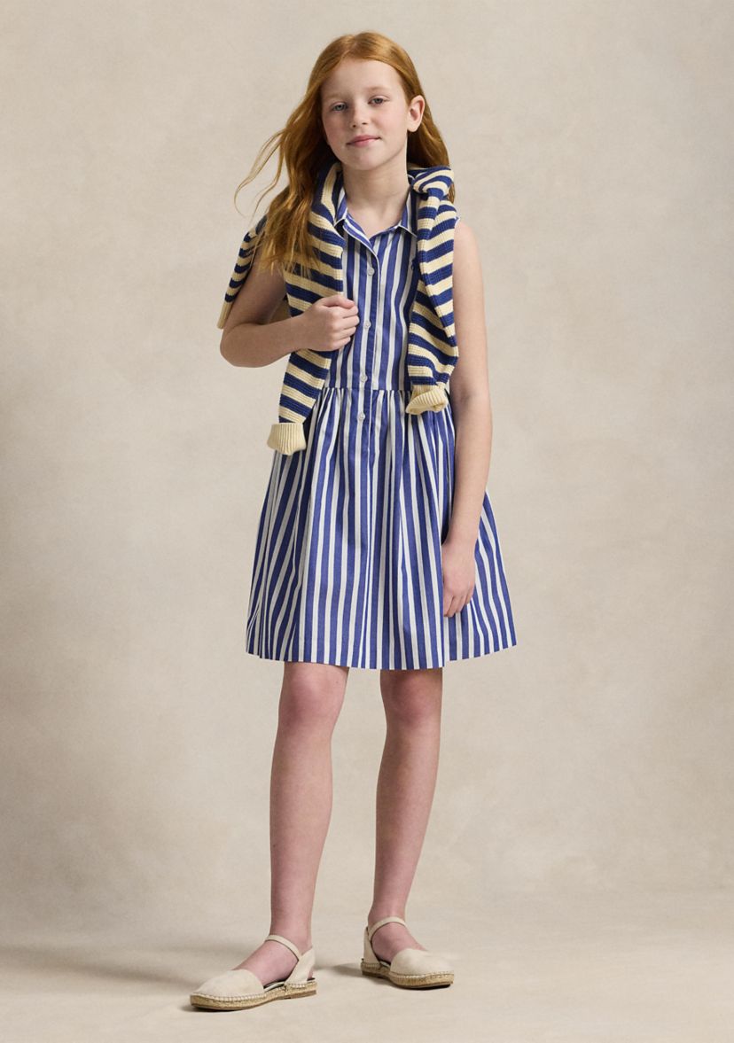 Girls 7-16 Striped Cotton Poplin Shirtdress