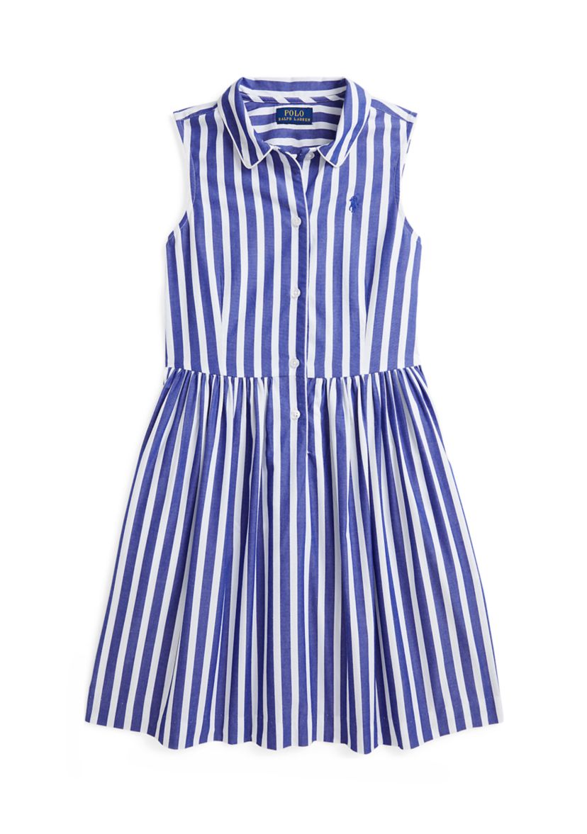 Girls 7-16 Striped Cotton Poplin Shirtdress