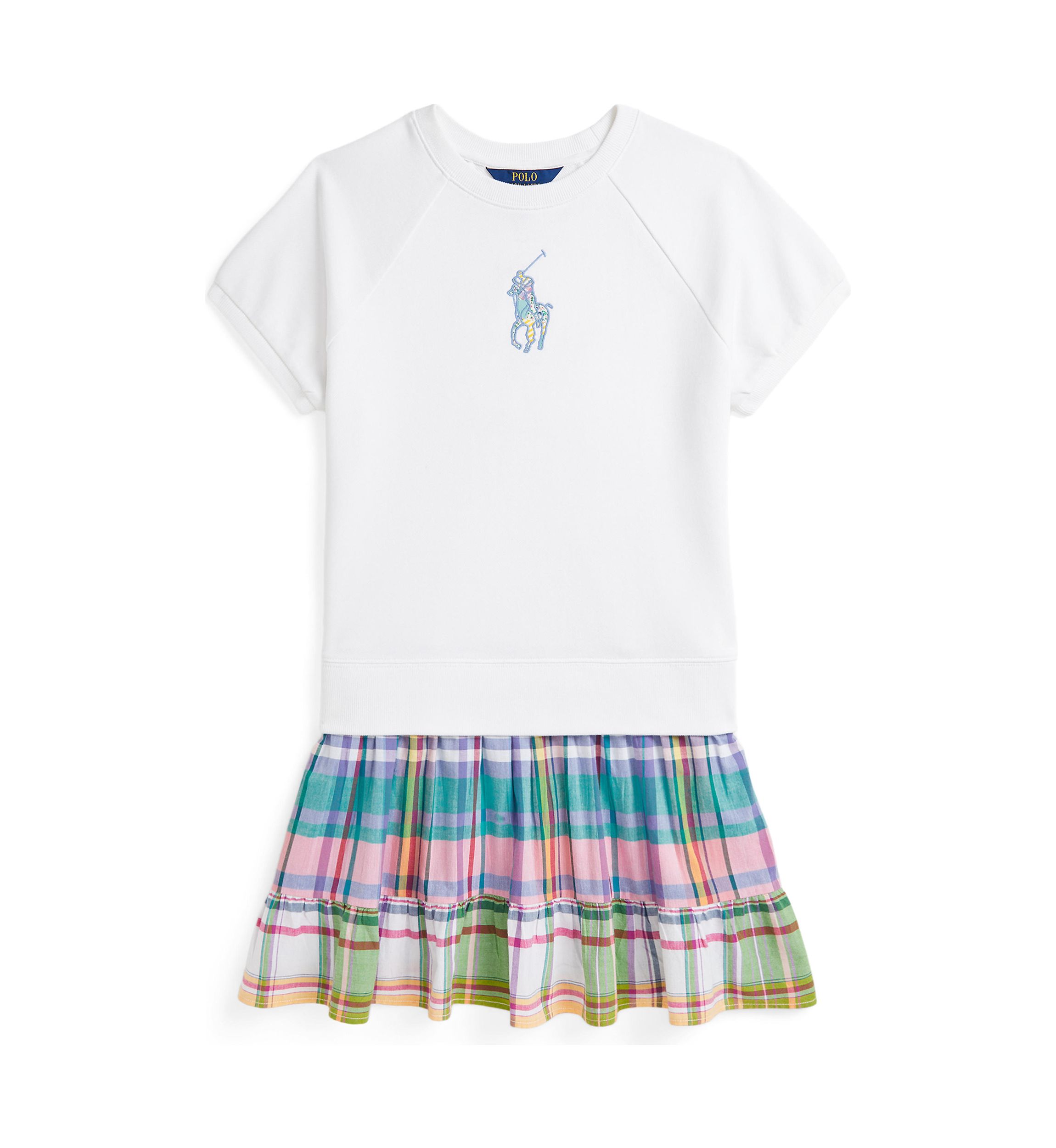 Girls 7-16 Big Pony Plaid Skirt Terry Dress