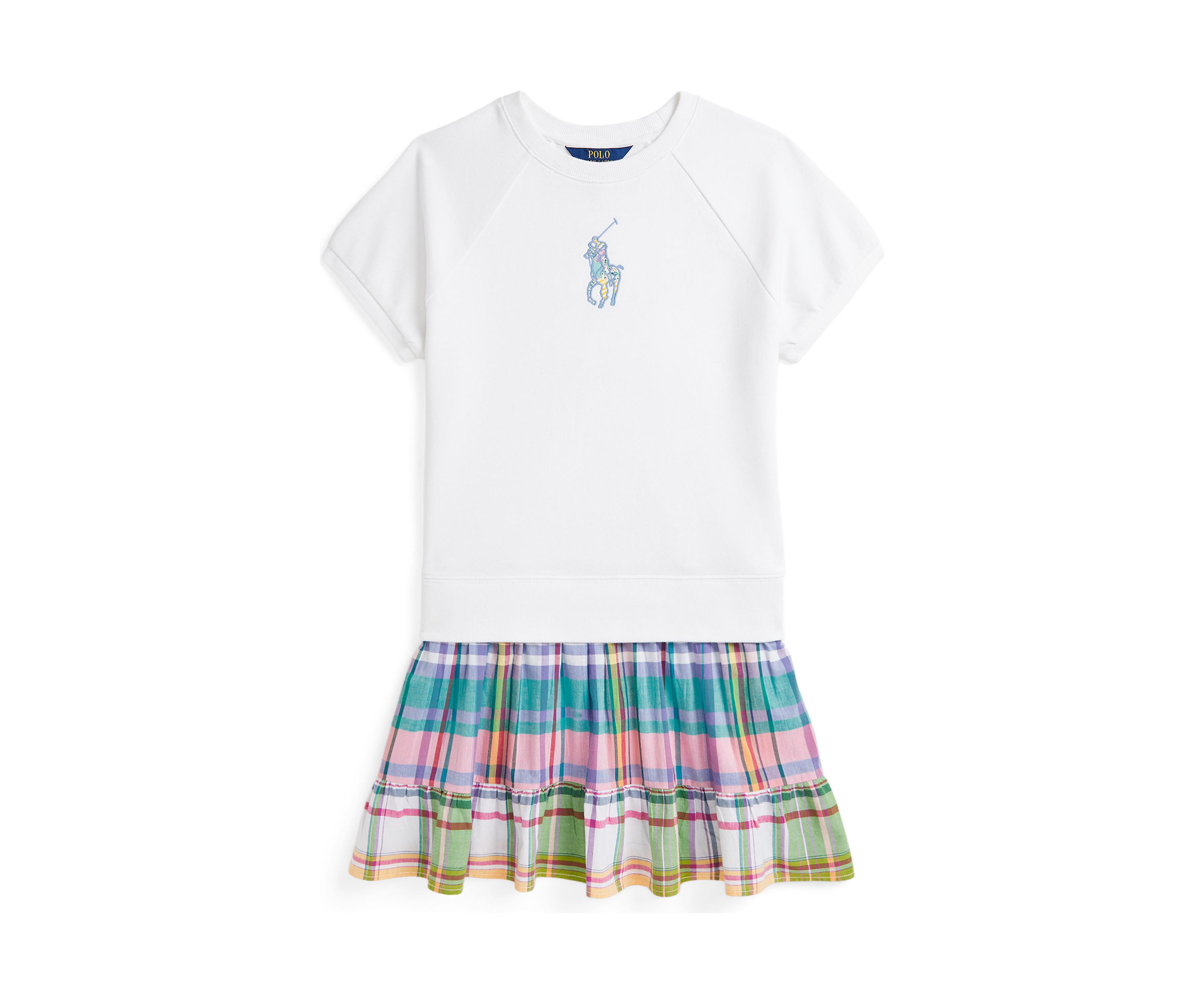 Girls 7-16 Big Pony Plaid Skirt Terry Dress