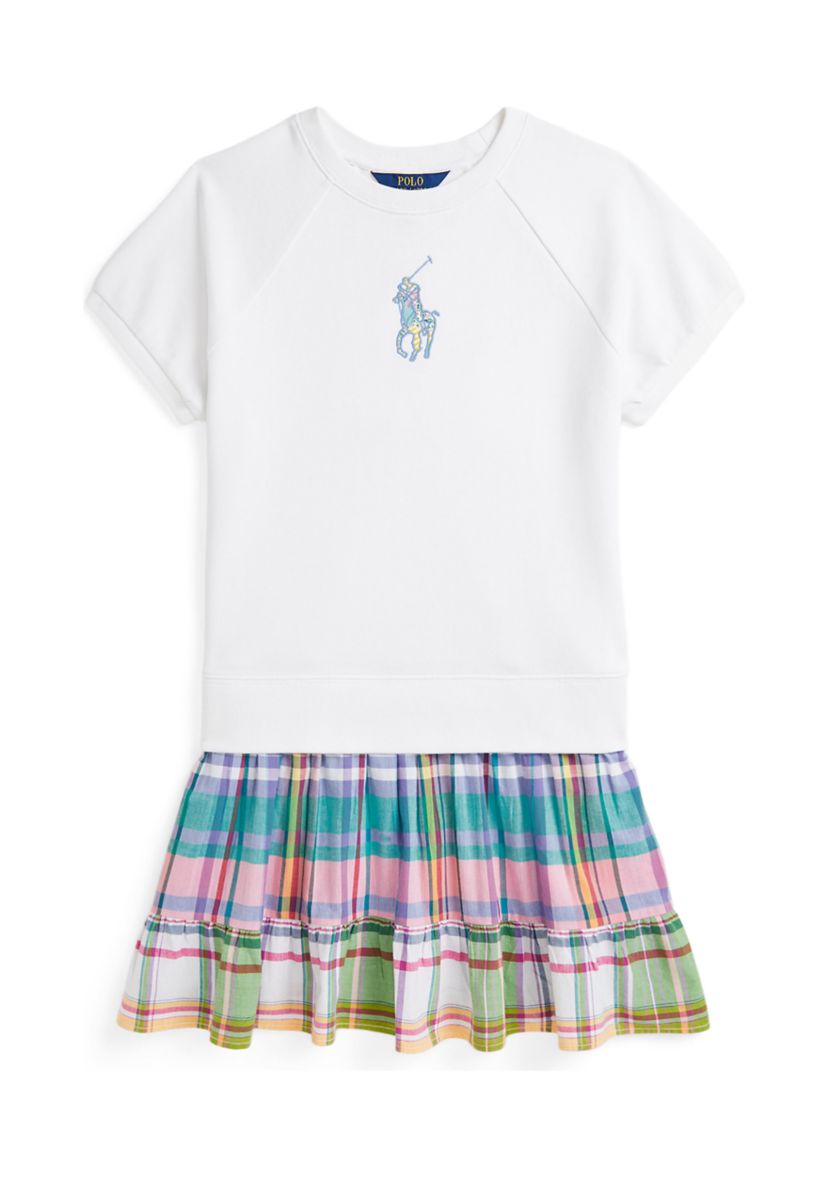 Girls 7-16 Big Pony Plaid Skirt Terry Dress