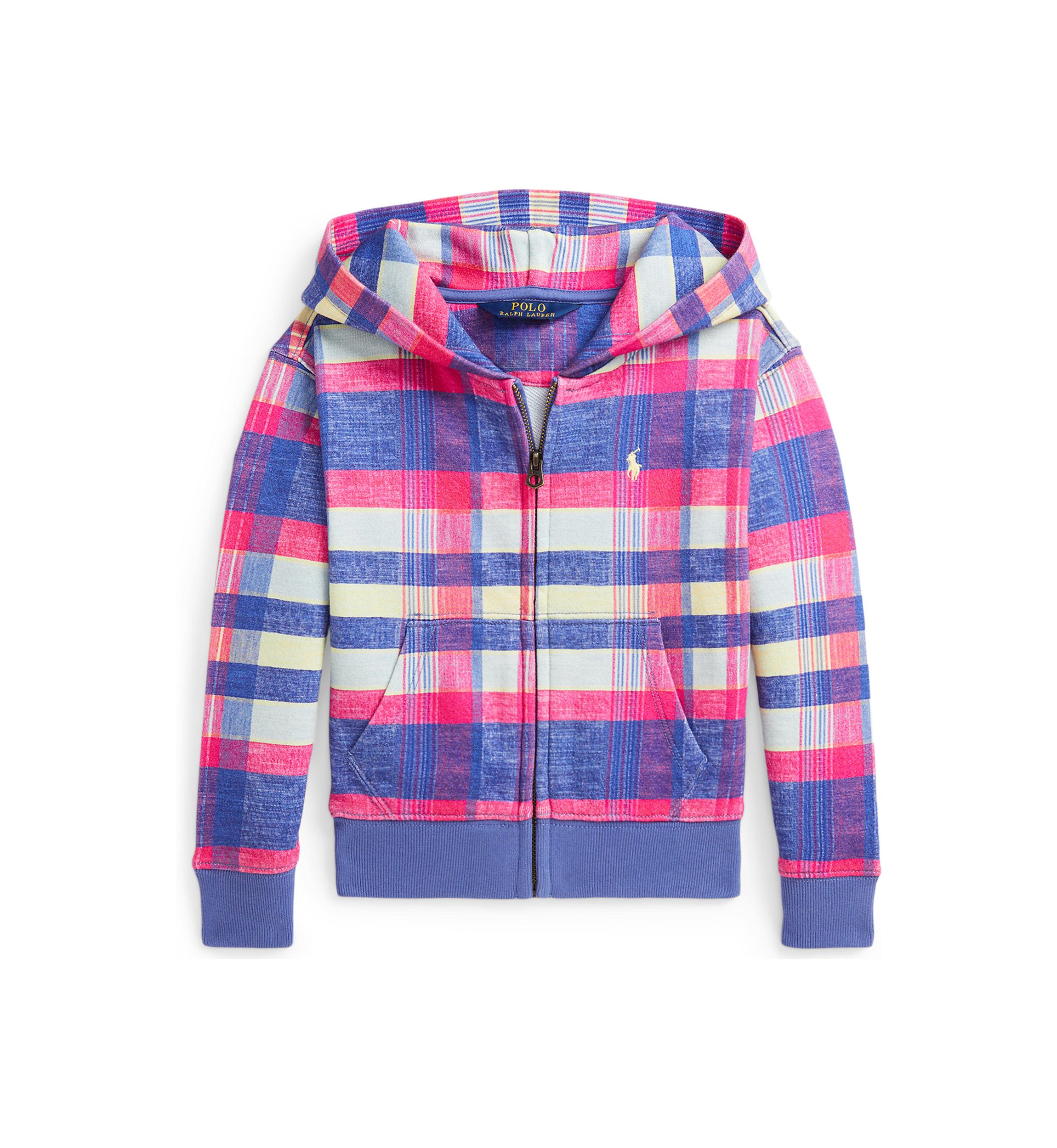 Girls 7-16 Plaid Loopback Fleece Full Zip Hoodie