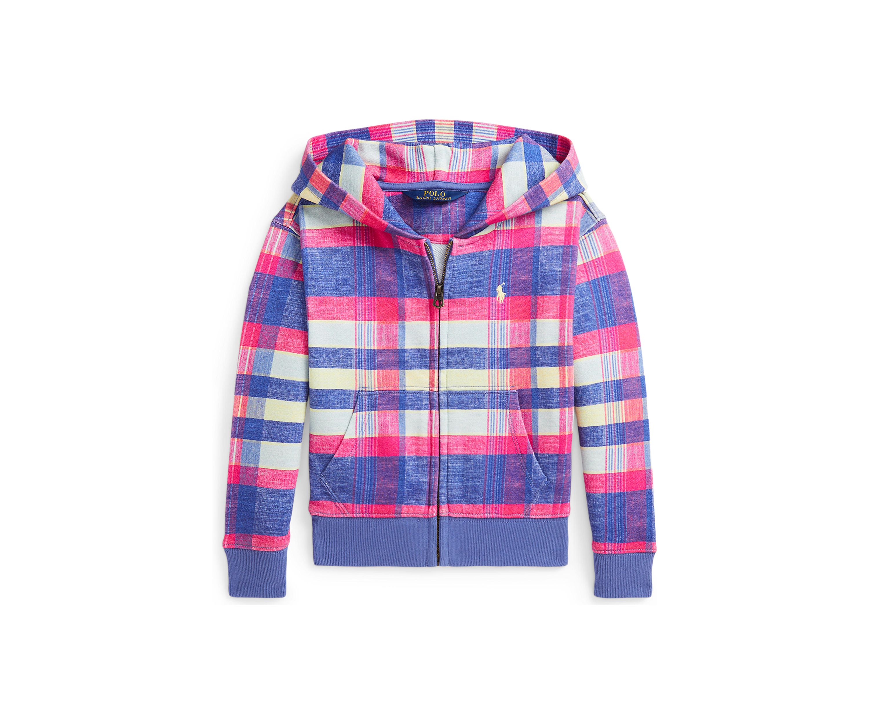 Girls 7-16 Plaid Loopback Fleece Full Zip Hoodie