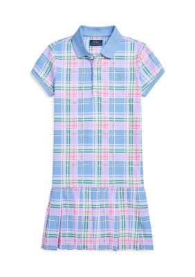Girls 7-16 Plaid Cotton Mesh Polo Dress