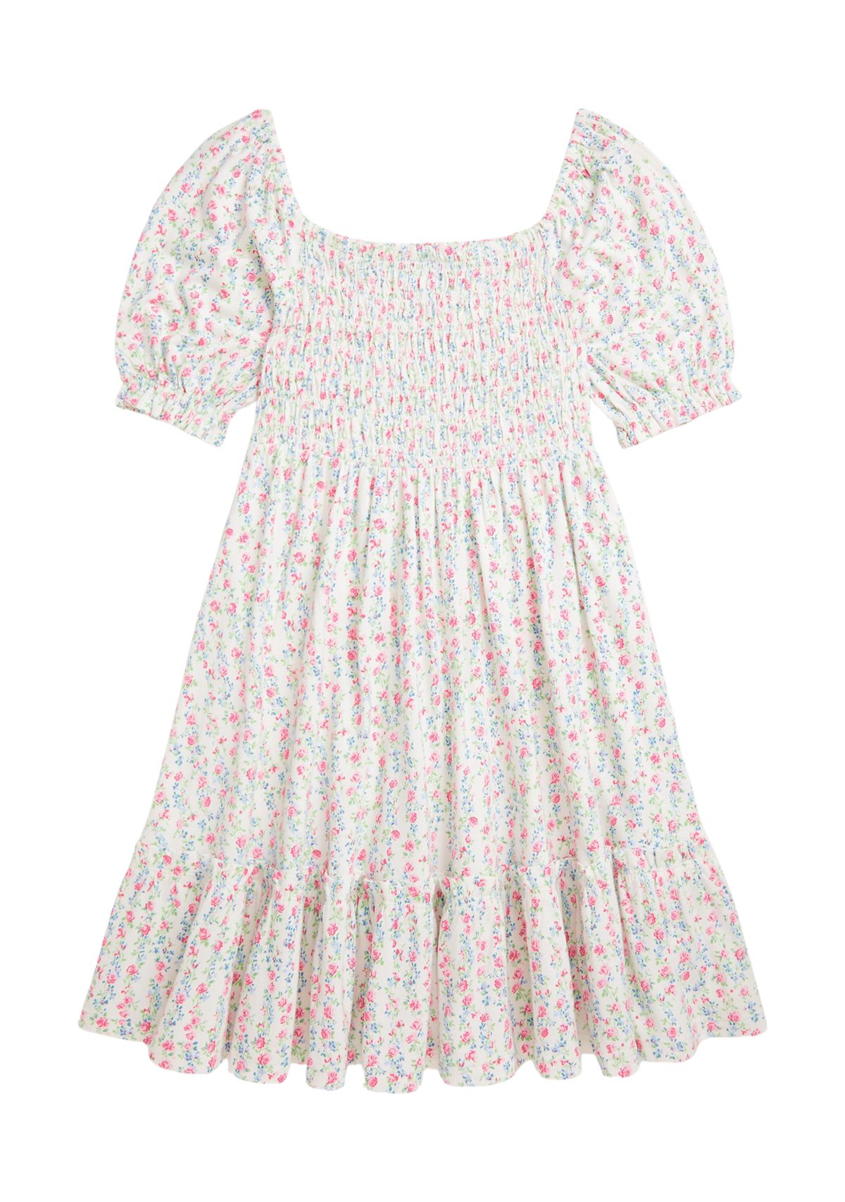Girls 7-16 Floral Smocked Cotton Jersey Dress