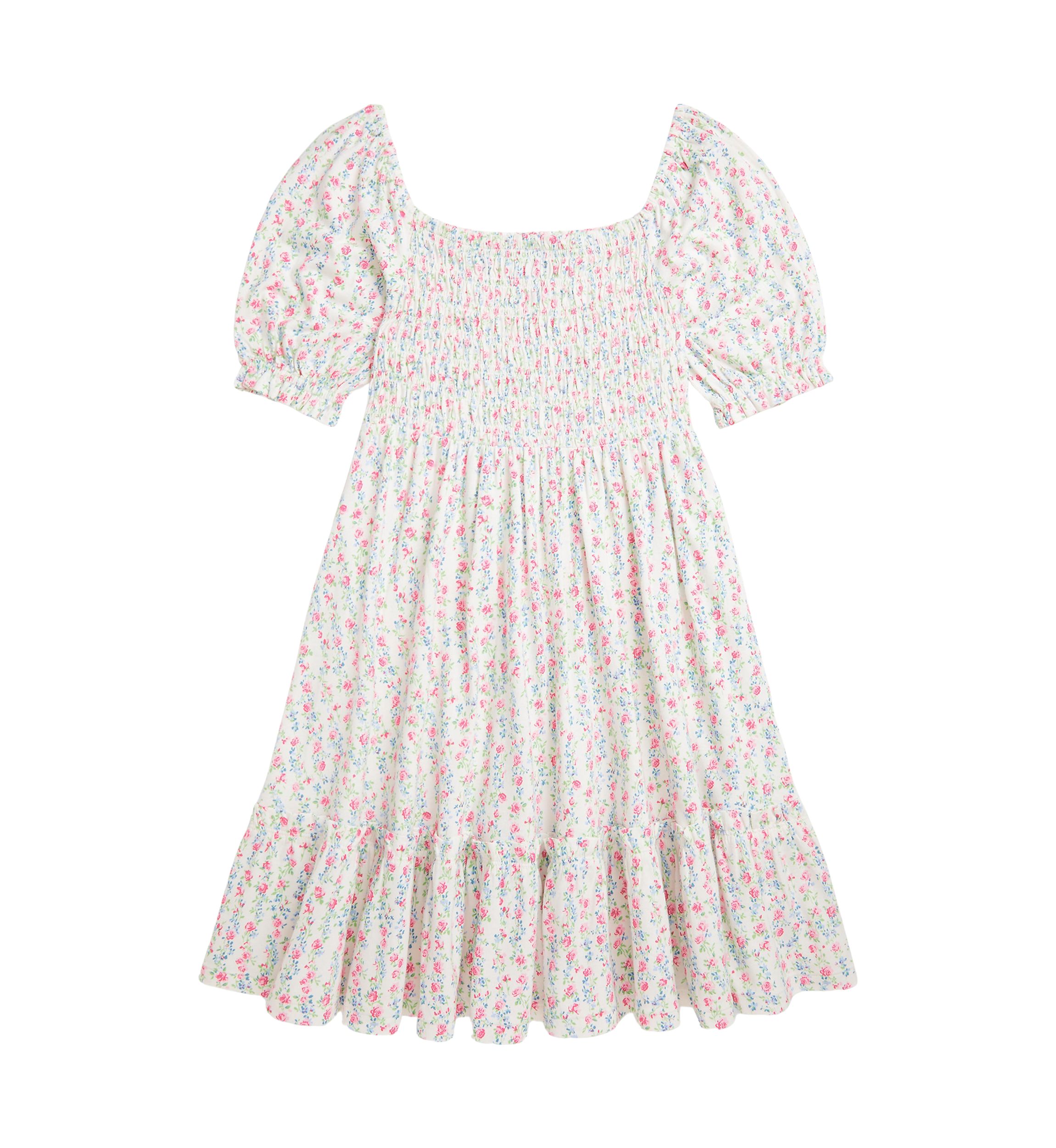 Girls 7-16 Floral Smocked Cotton Jersey Dress