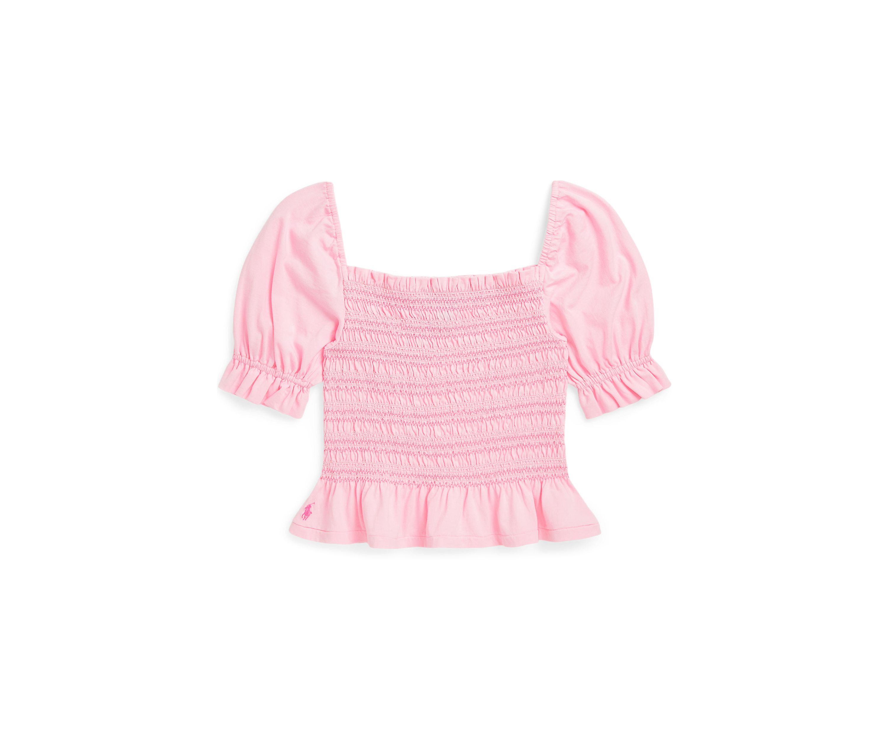 Girls 7-16 Smocked Cotton Jersey Peplum Top