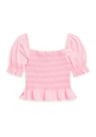 Girls 7-16 Smocked Cotton Jersey Peplum Top