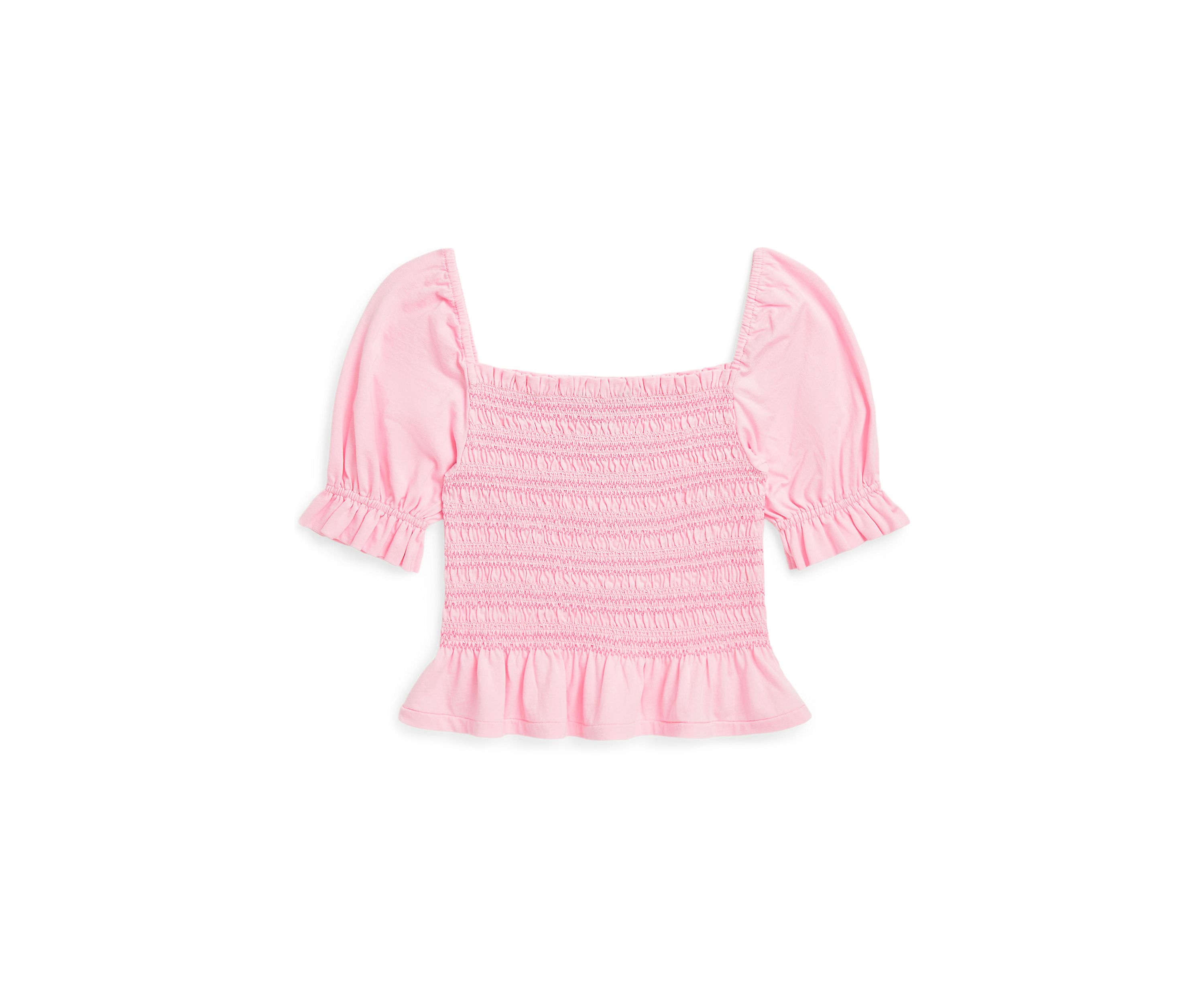 Girls 7-16 Smocked Cotton Jersey Peplum Top