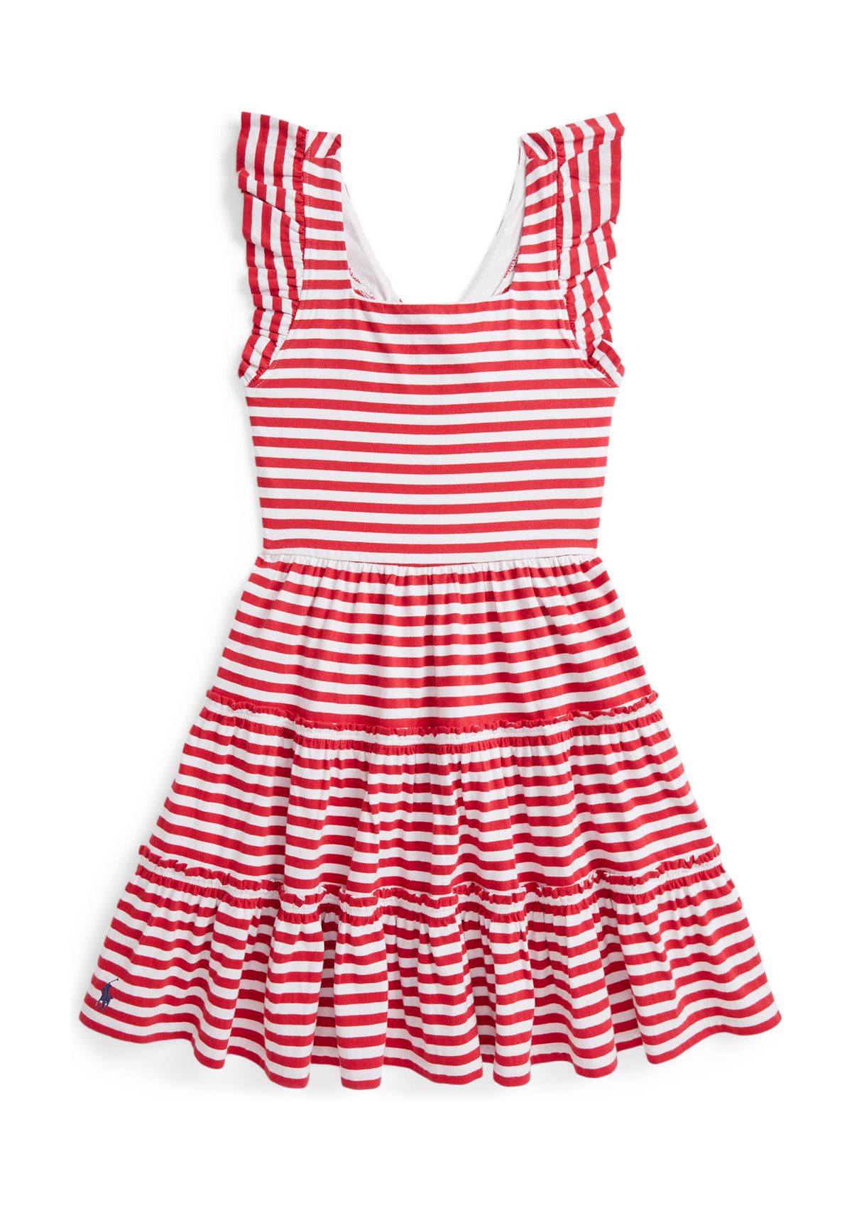 Girls 7-16 Striped Ruffled Cotton Jersey Dress