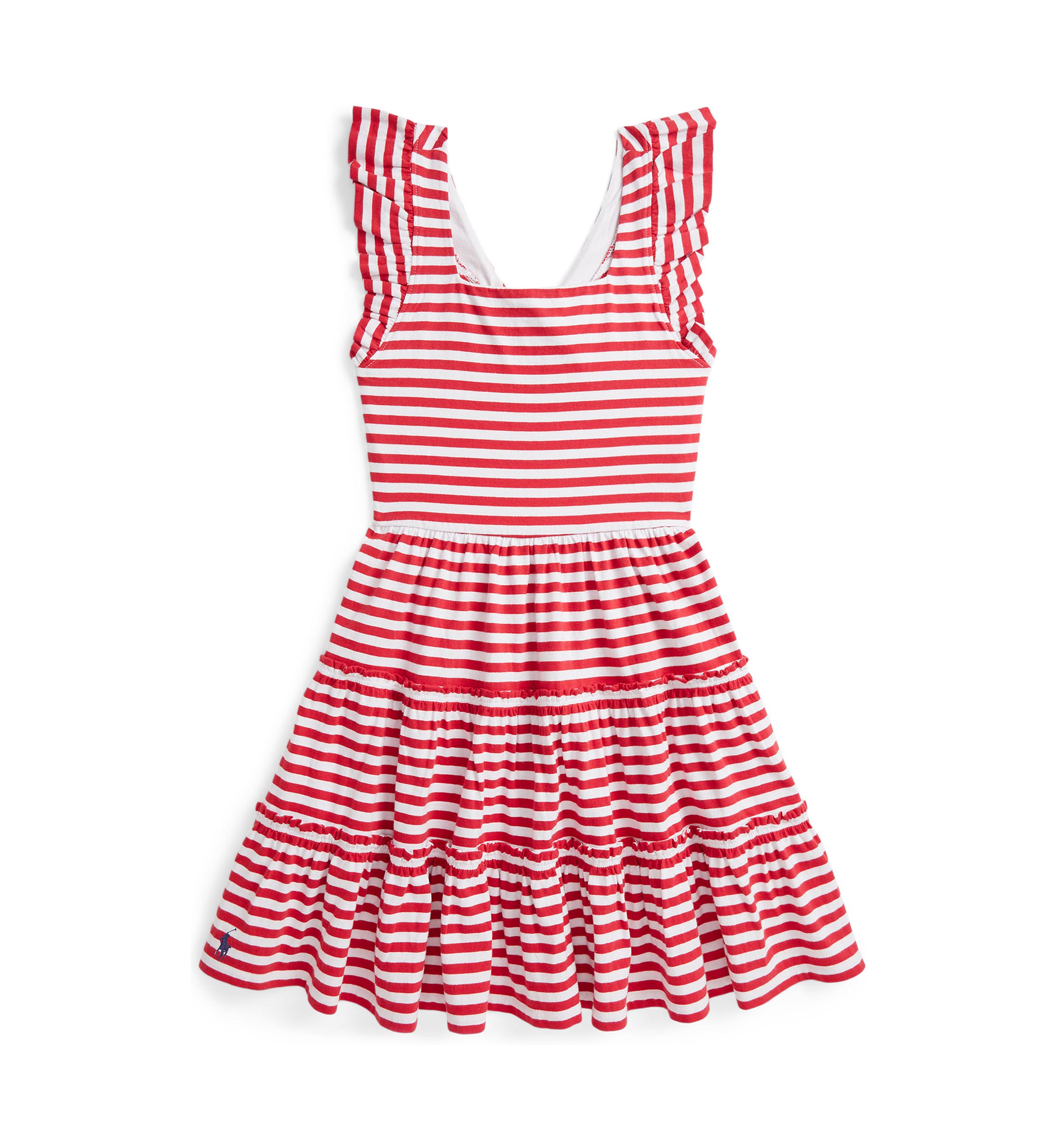 Girls 7-16 Striped Ruffled Cotton Jersey Dress