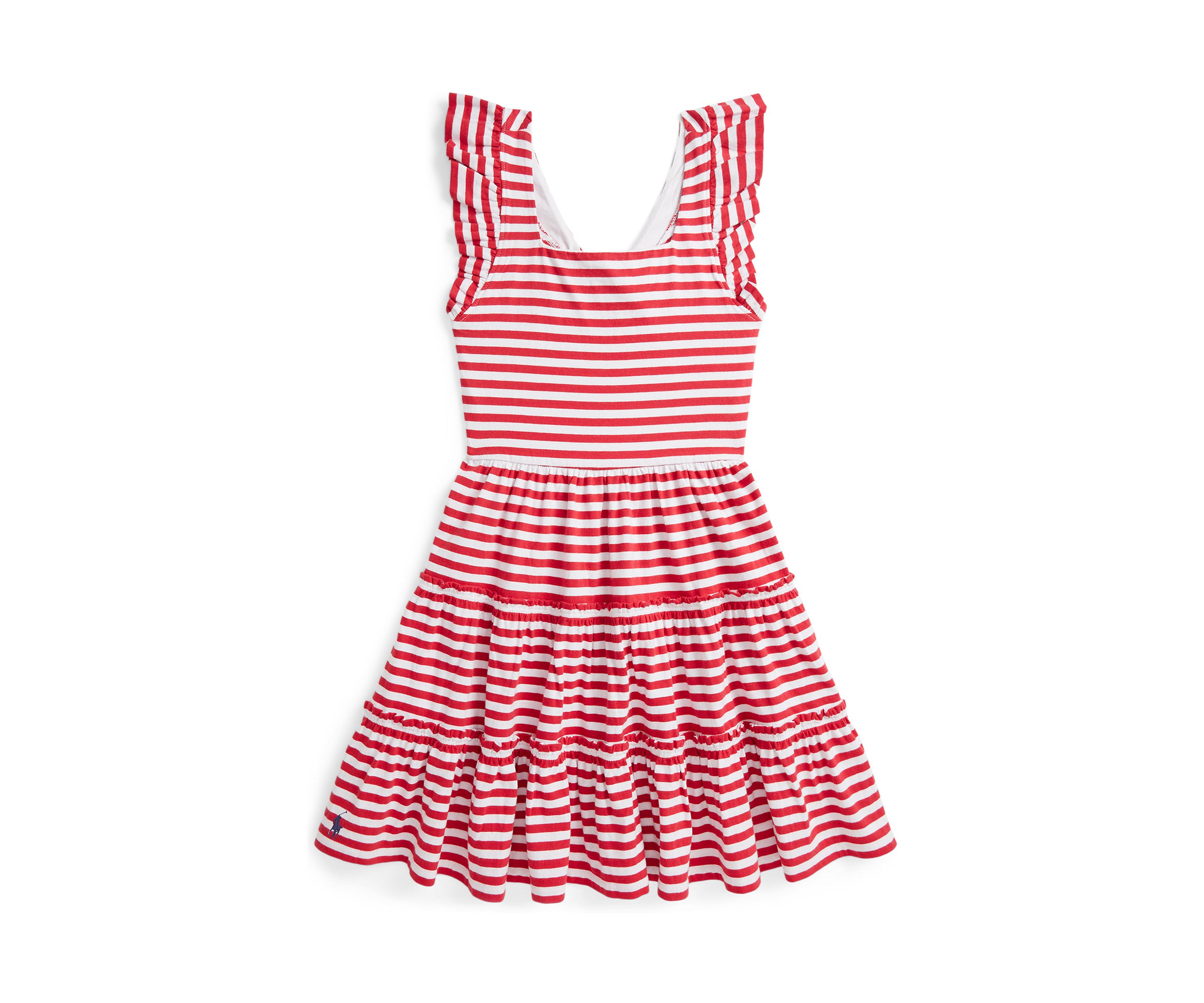 Girls 7-16 Striped Ruffled Cotton Jersey Dress