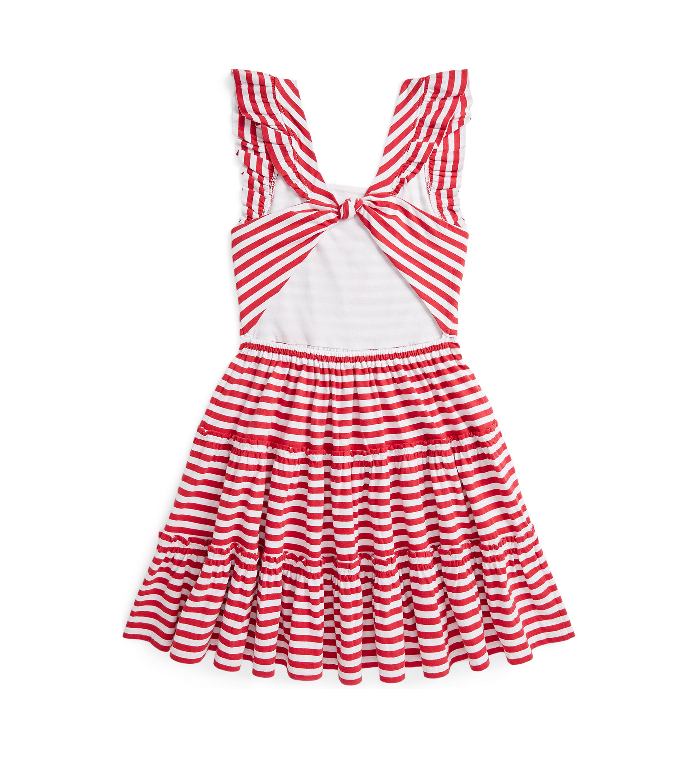Girls 7-16 Striped Ruffled Cotton Jersey Dress