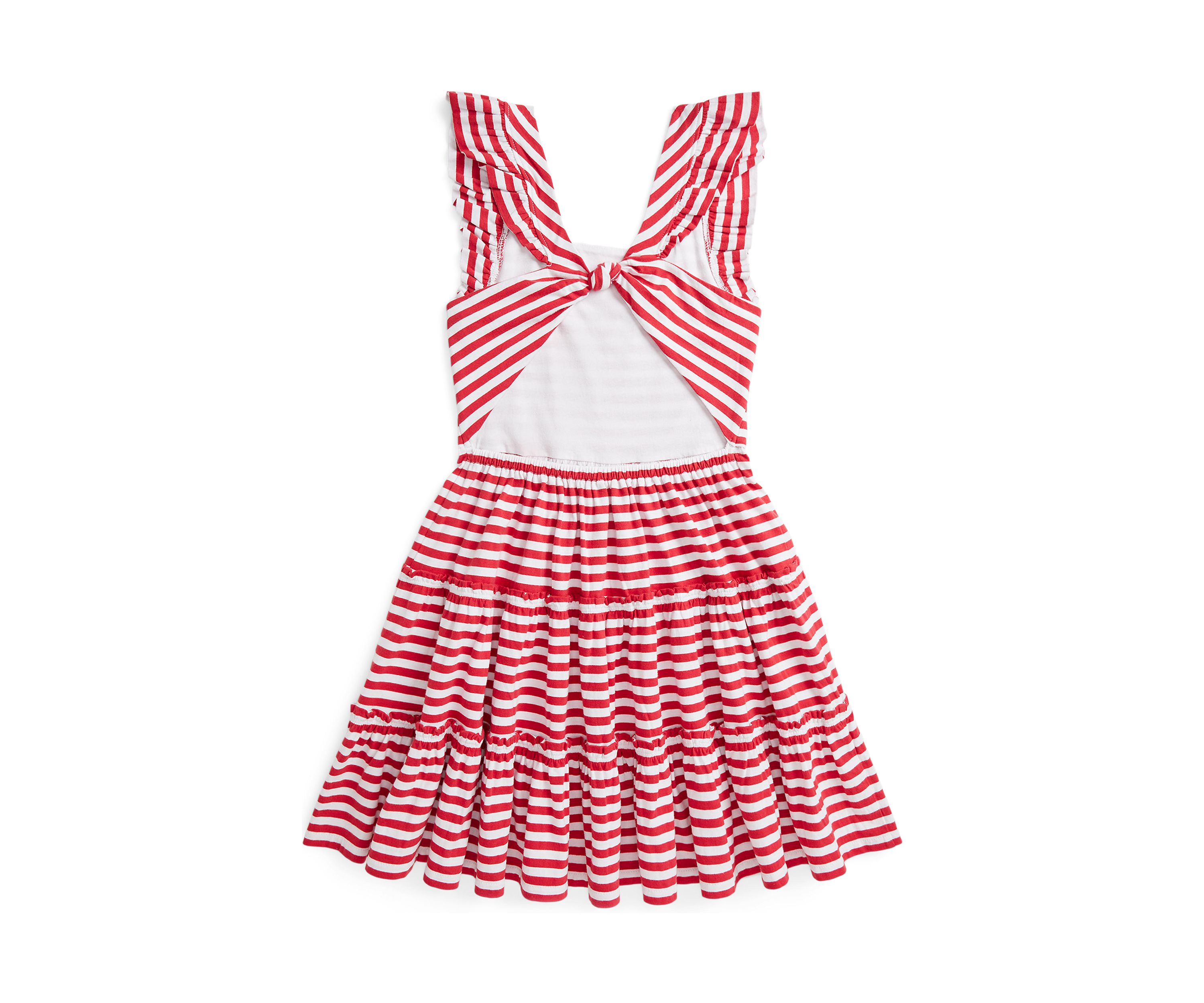Girls 7-16 Striped Ruffled Cotton Jersey Dress
