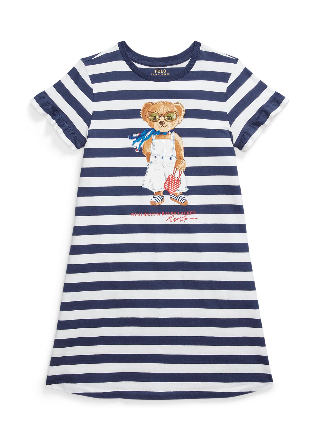 Girls 7-16 Striped Polo Bear Cotton T-Shirt Dress