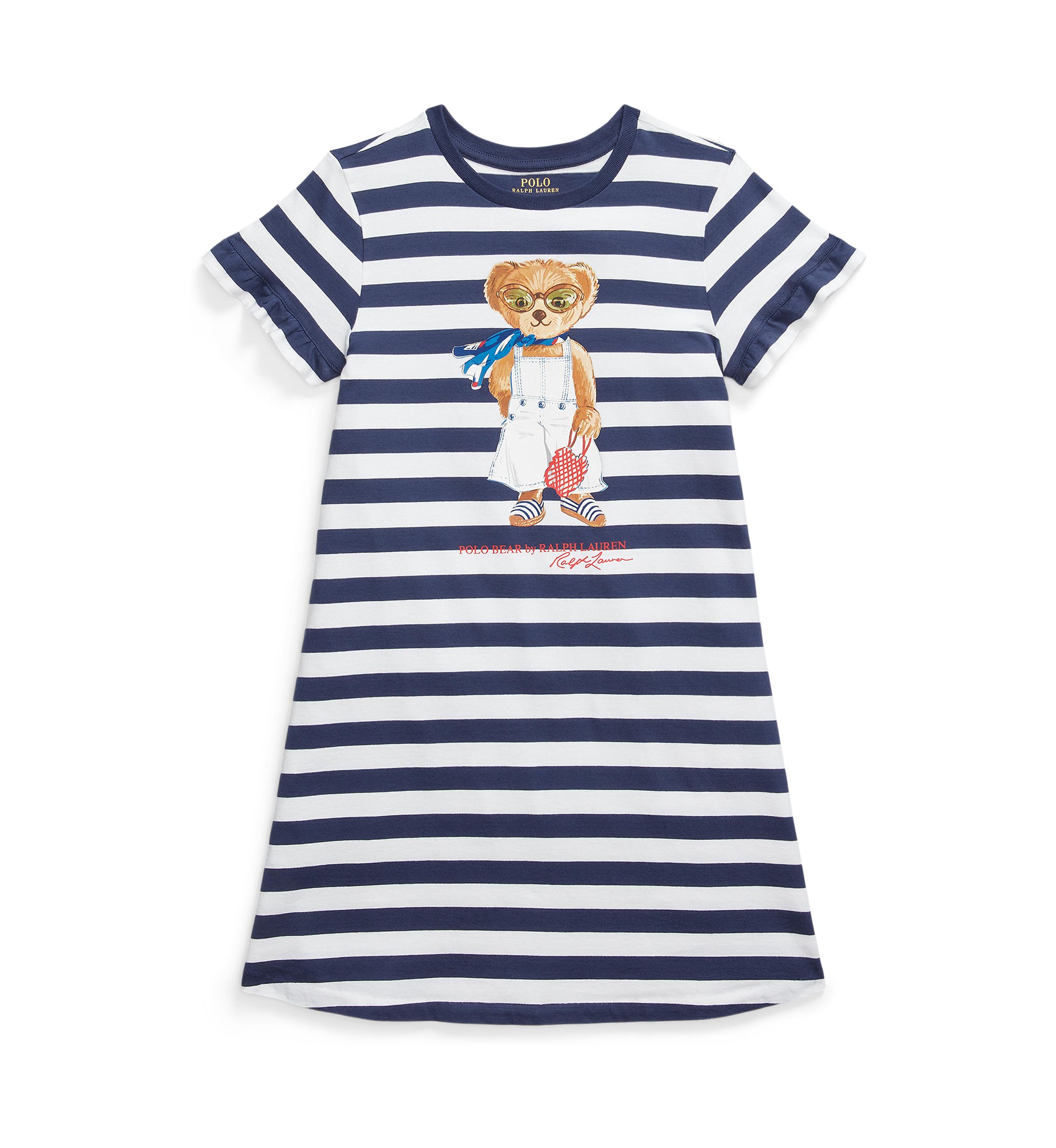 Girls 7-16 Striped Polo Bear Cotton T-Shirt Dress