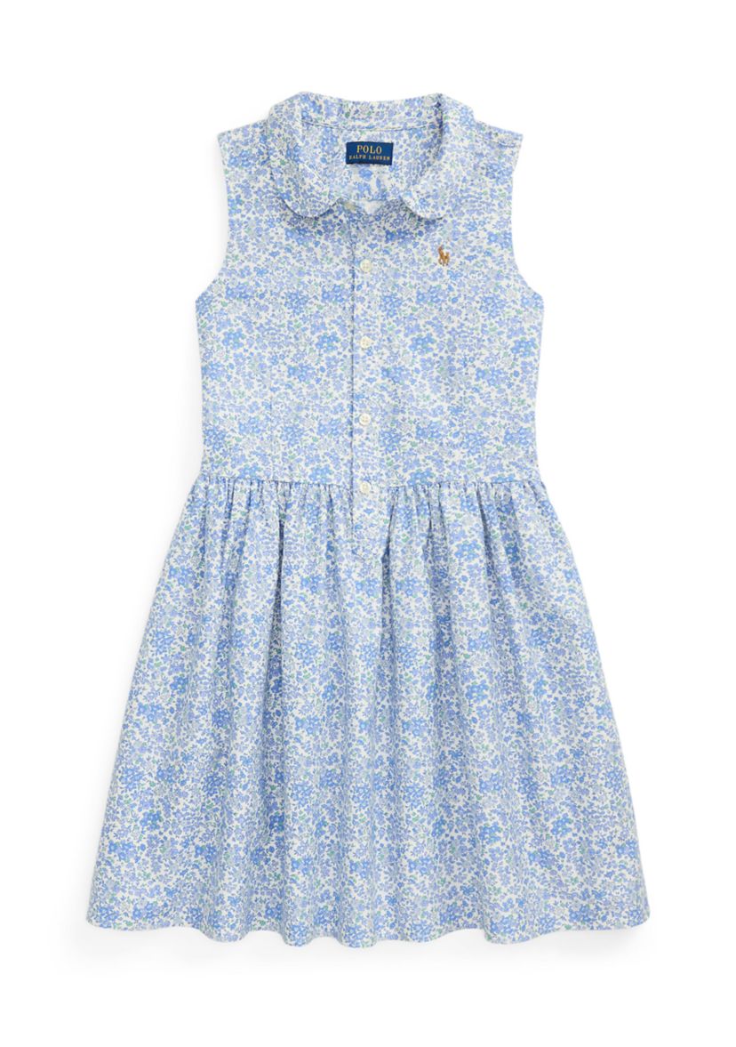 Girls 7-16 Floral Cotton Oxford Shirtdress