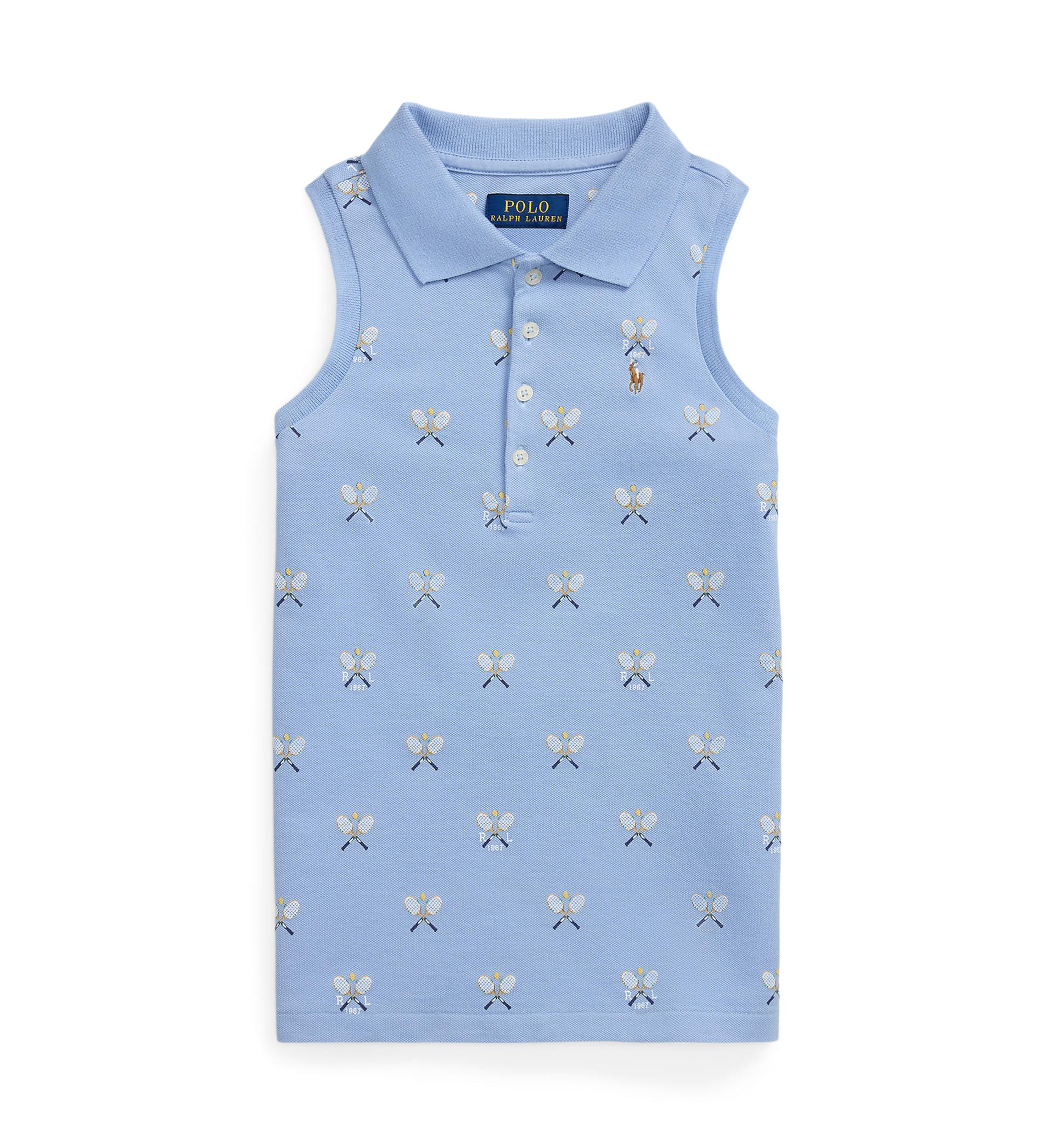 Girls 7-16 Tennis-Print Mesh Sleeveless Polo Shirt