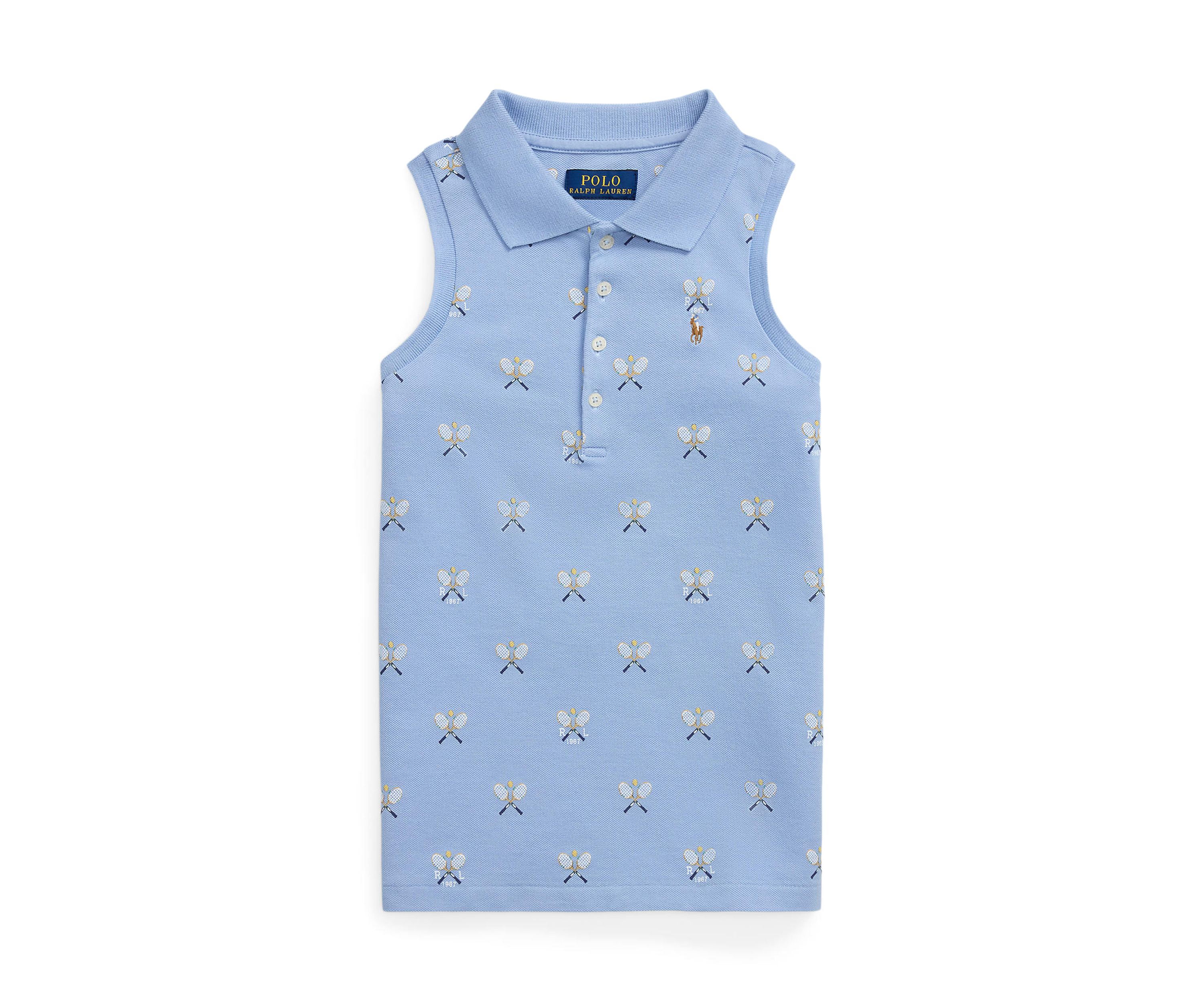 Girls 7-16 Tennis-Print Mesh Sleeveless Polo Shirt
