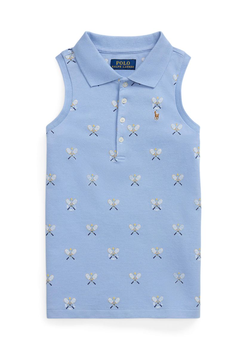 Girls 7-16 Tennis-Print Mesh Sleeveless Polo Shirt