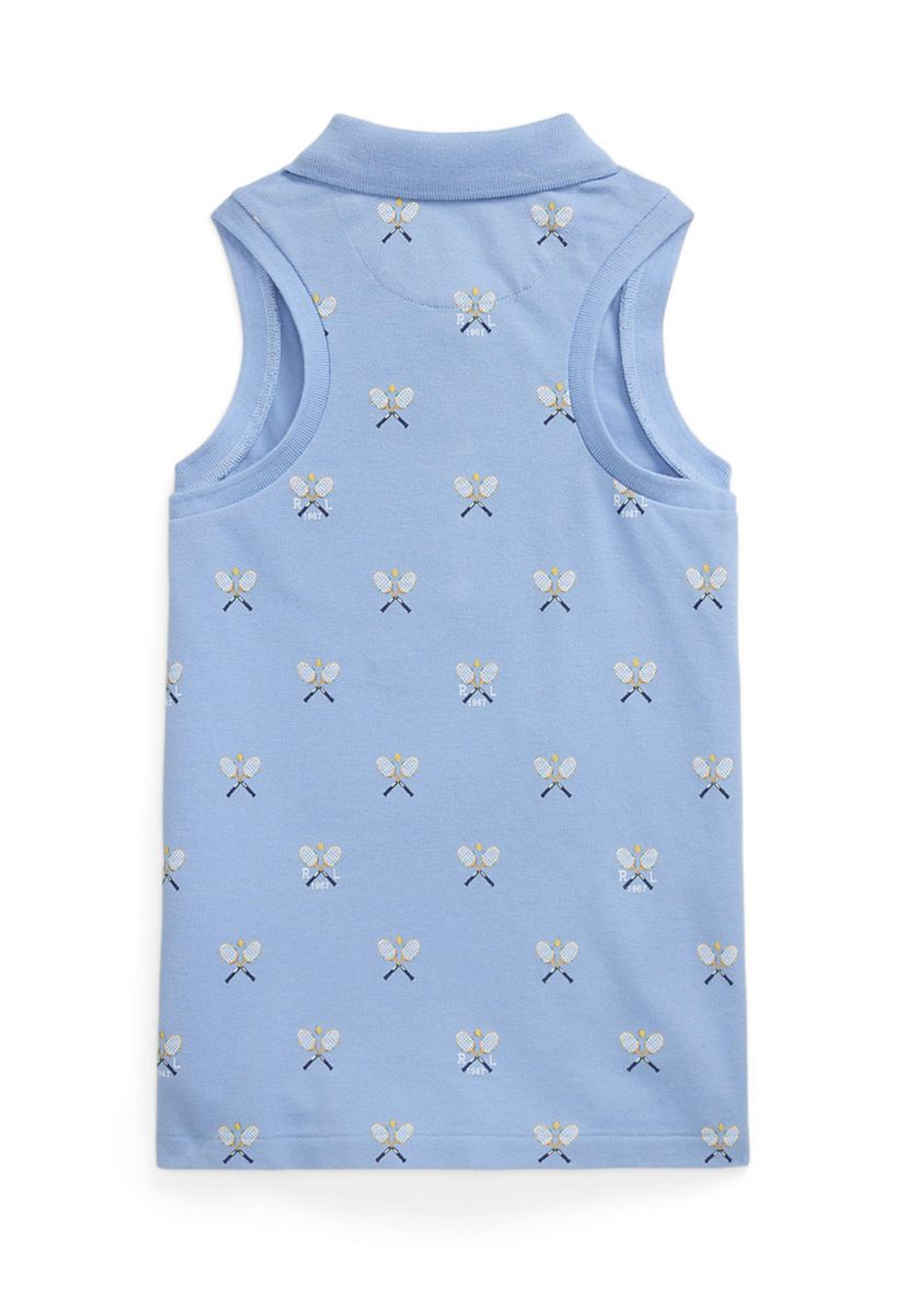 Girls 7-16 Tennis-Print Mesh Sleeveless Polo Shirt