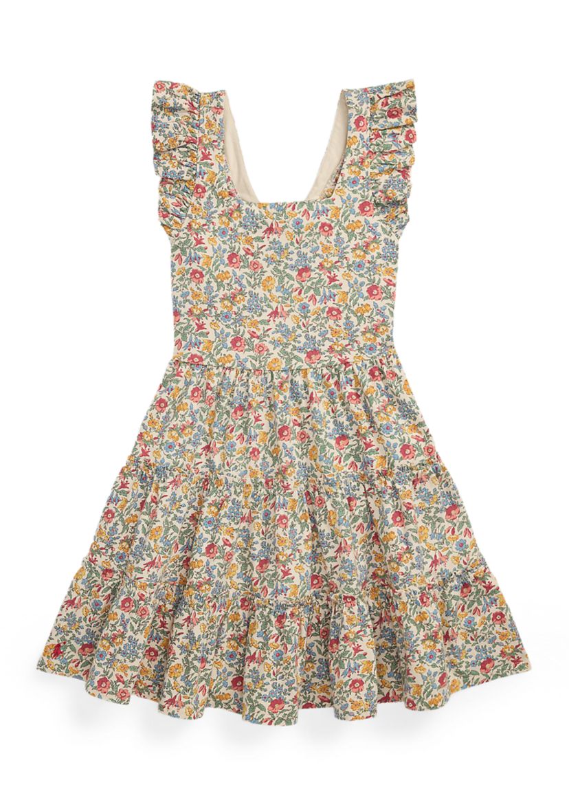 Girls 7-16 Floral Ruffled Cotton Jersey Dress