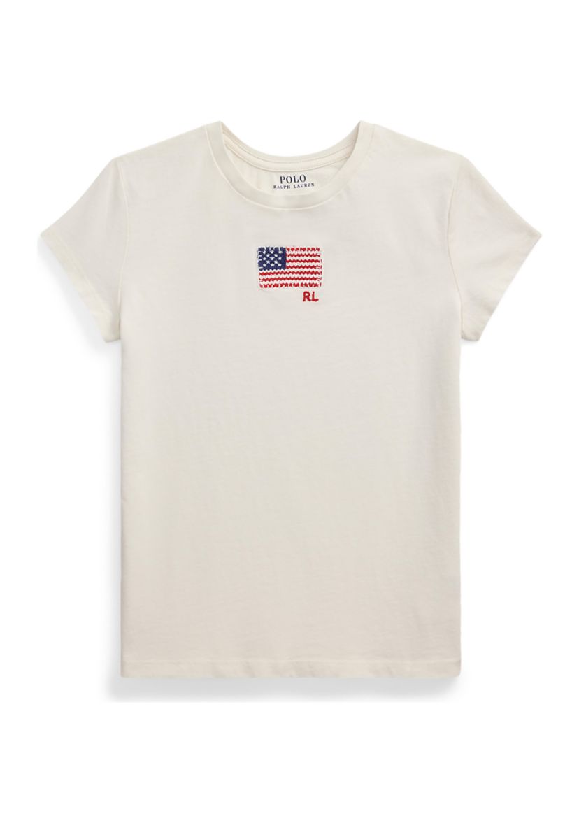 Girls 7-16 Flag-Appliqué Cotton Jersey T-Shirt