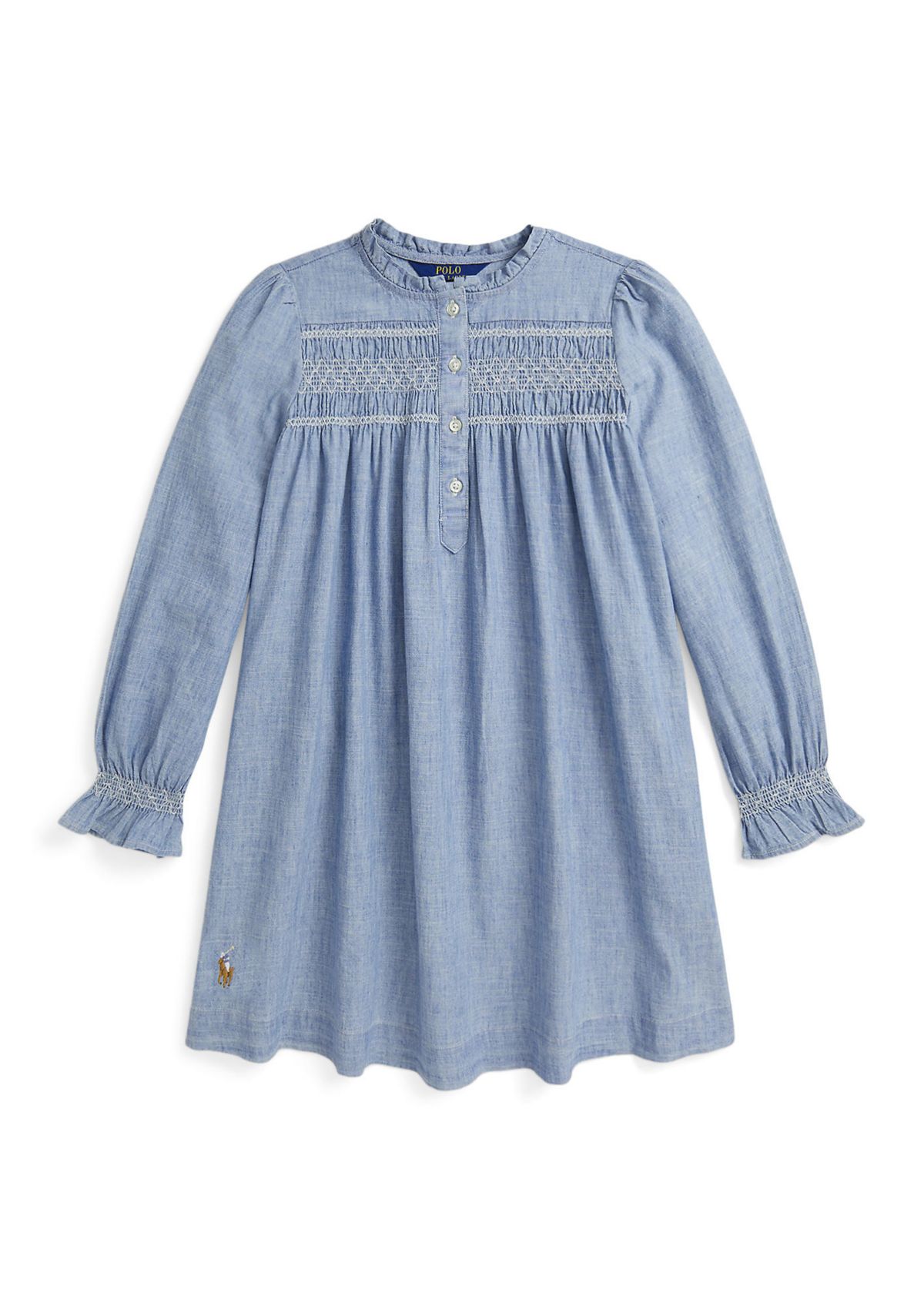 Girls 7-16 Smocked Indigo Chambray Dress